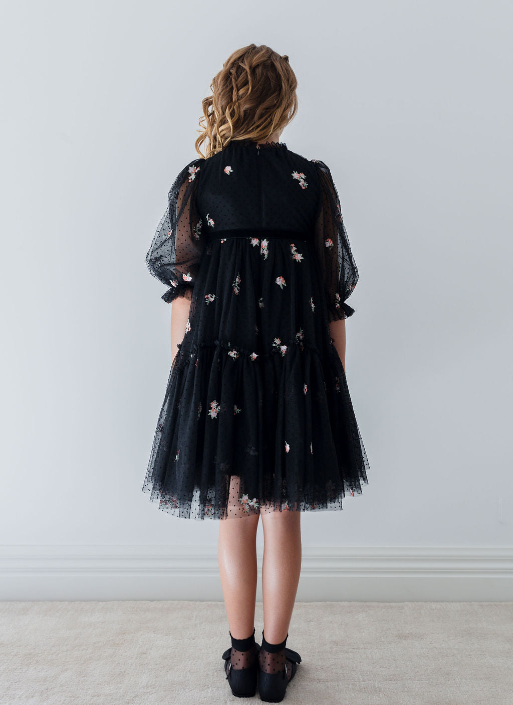 Petite Rosebud Embroidered Dress