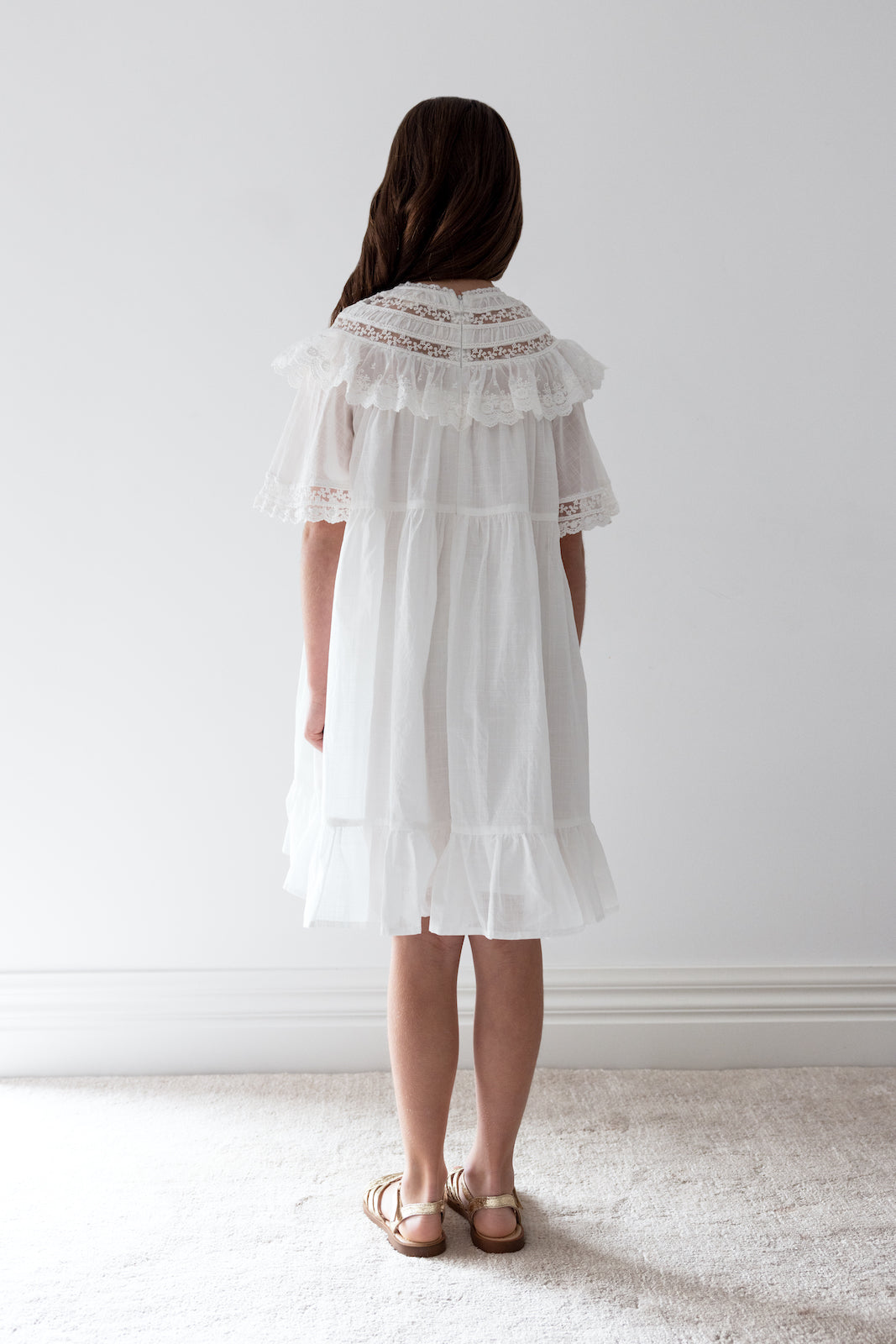 Lace Trim Collar Smock Dress