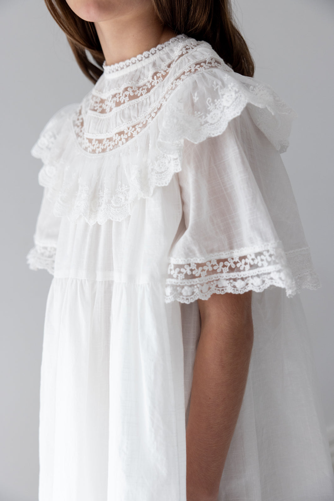Lace Trim Collar Smock Dress