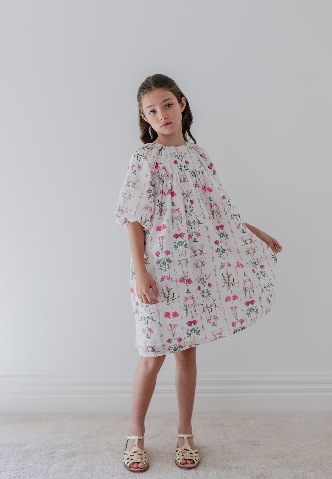 Magenta Flower Smock Dress