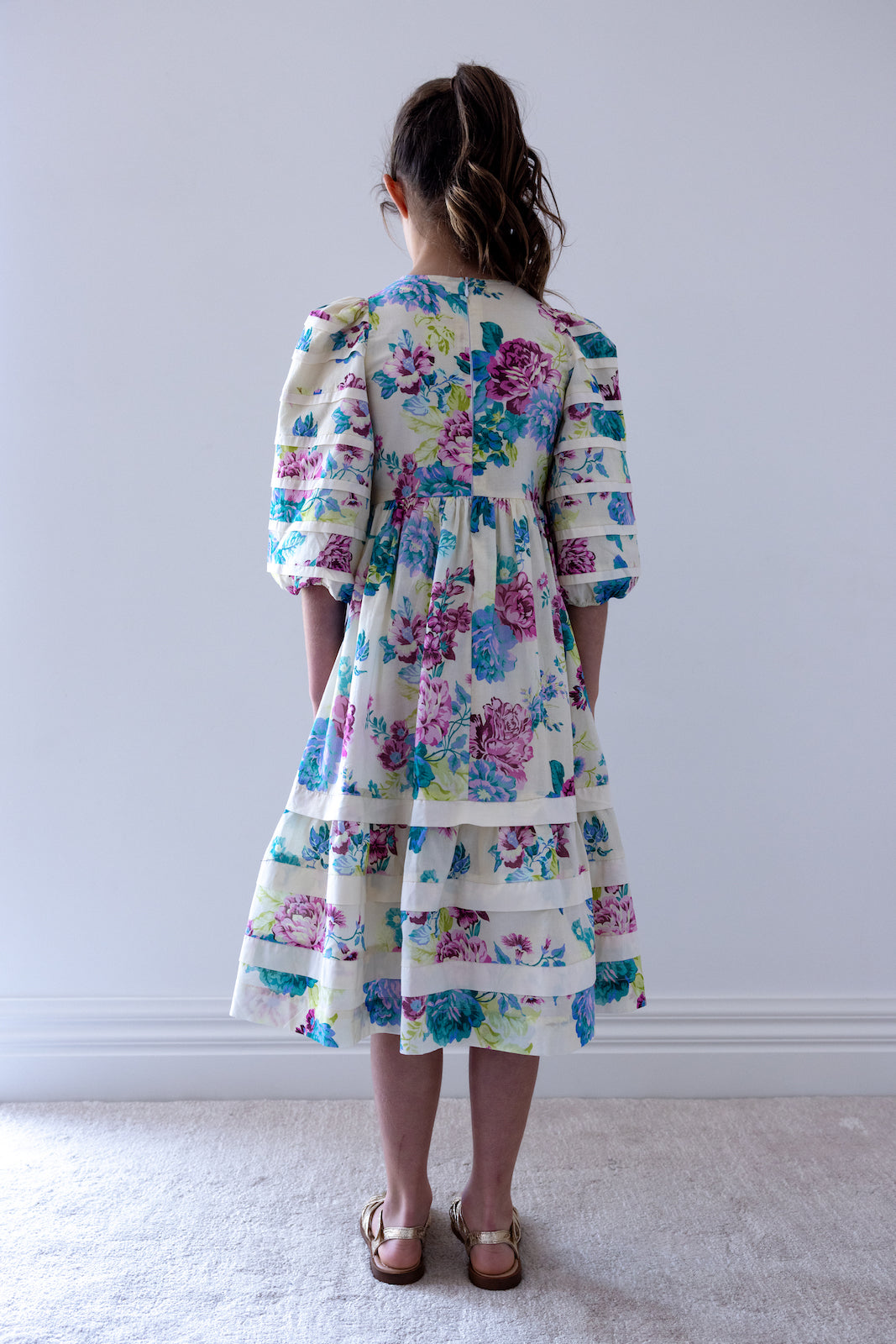Jewel Print Voile Pleat Dress