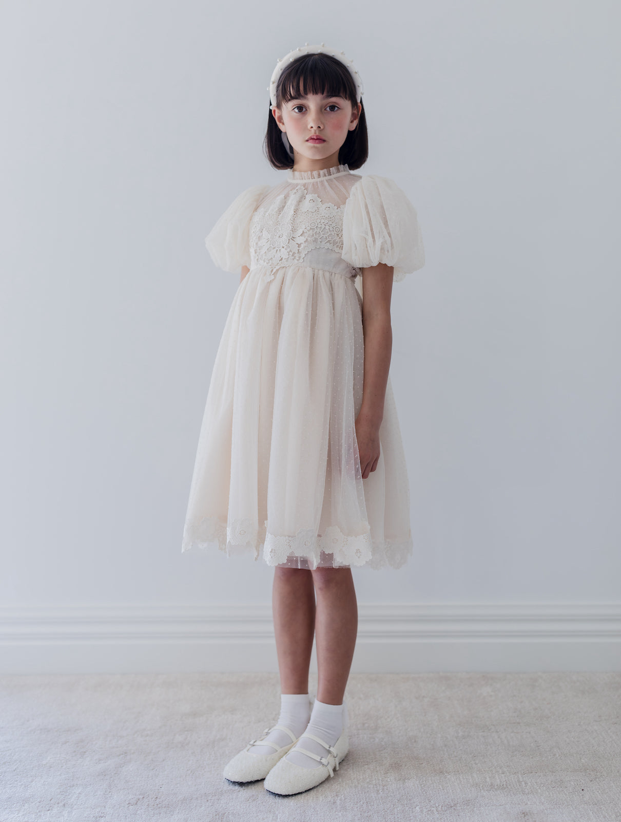 Vintage Applique Bodice Tulle Dress