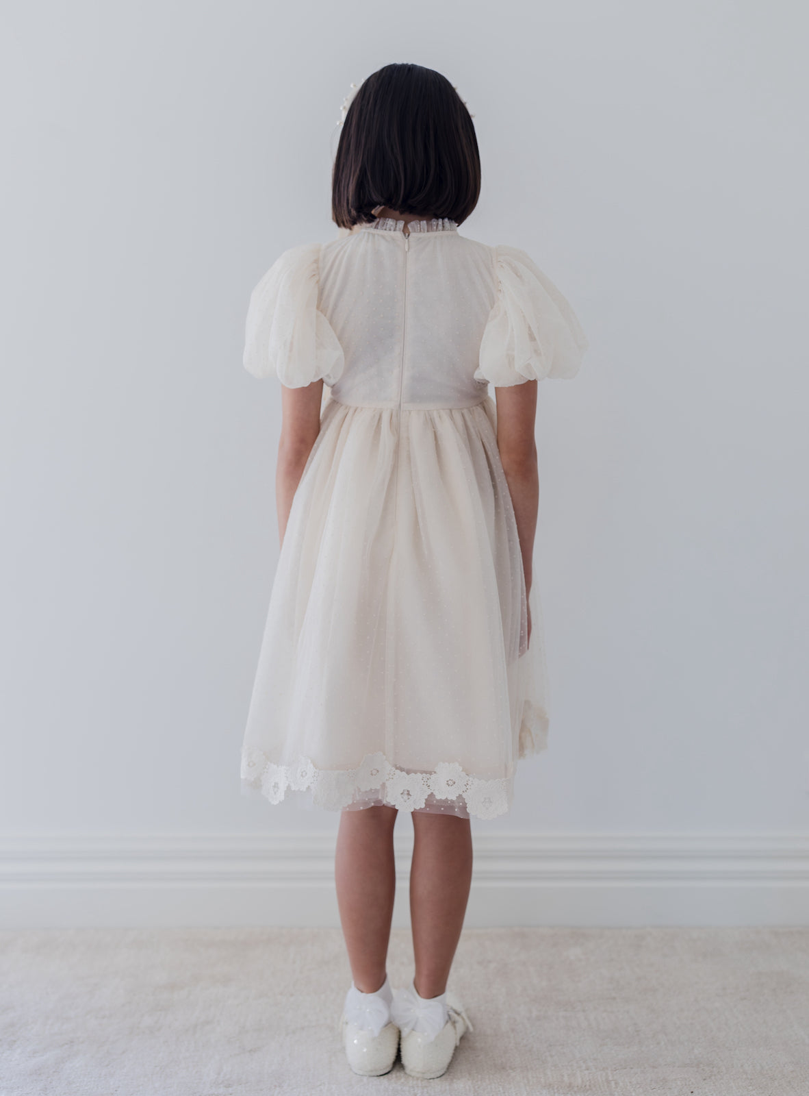 Vintage Applique Bodice Tulle Dress