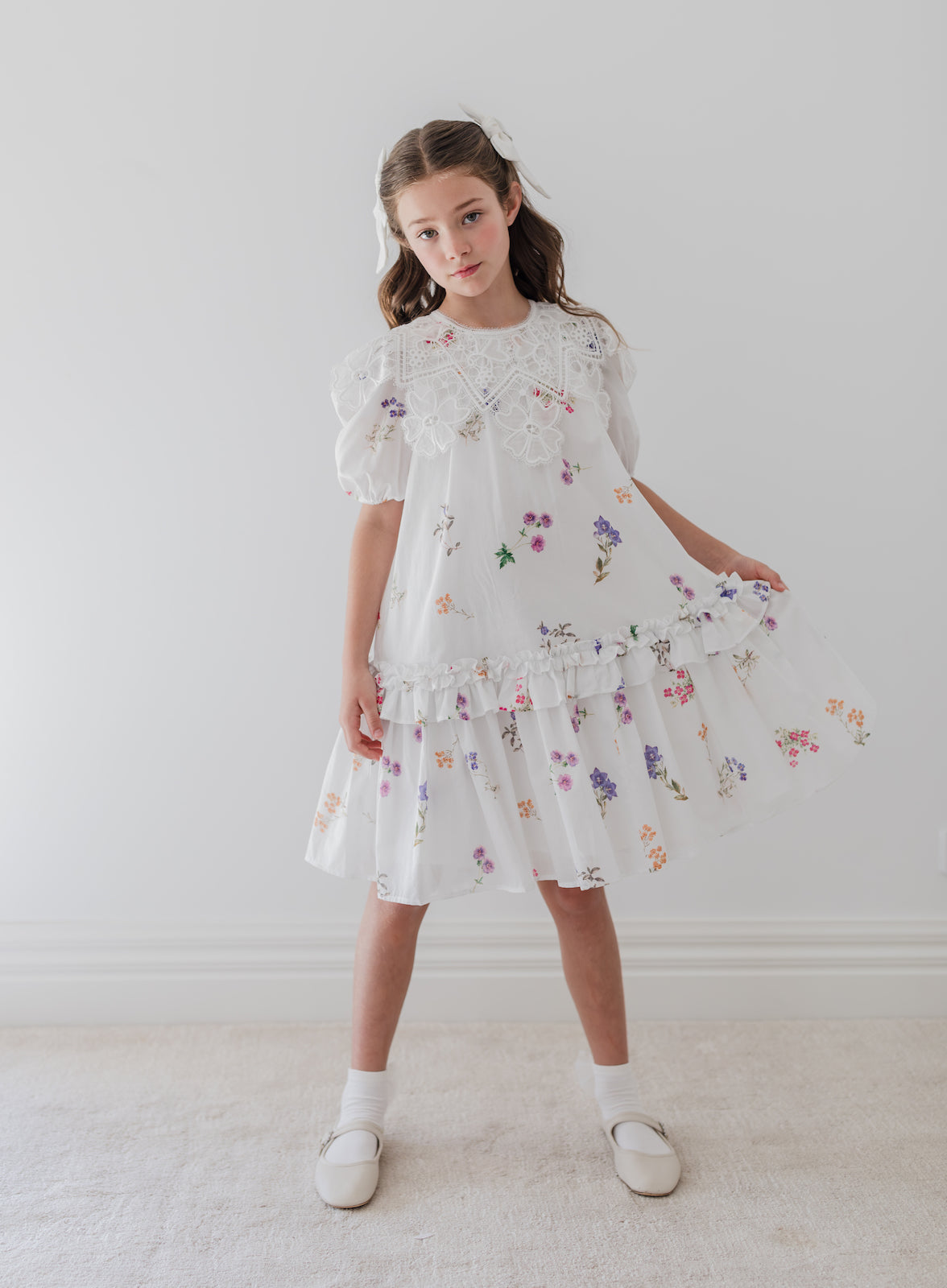 Floral Sketch Collar Dress