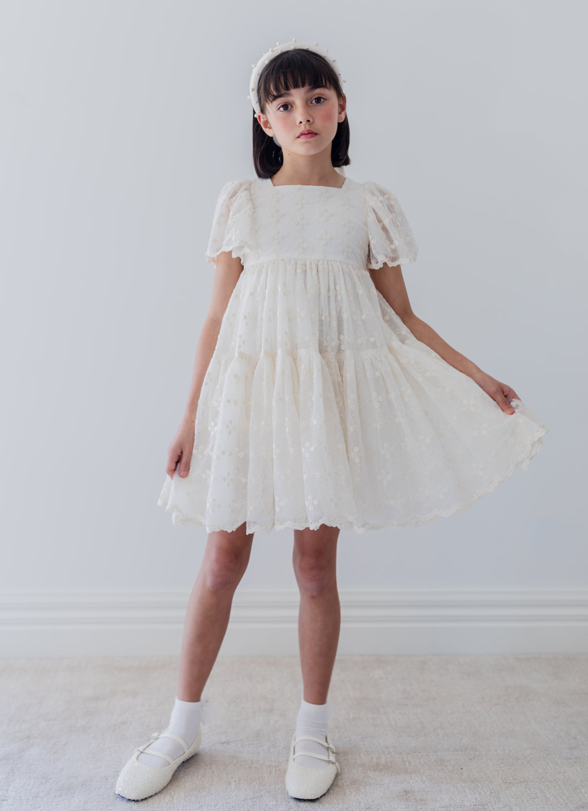 Trellis Embroidered Organza Dress