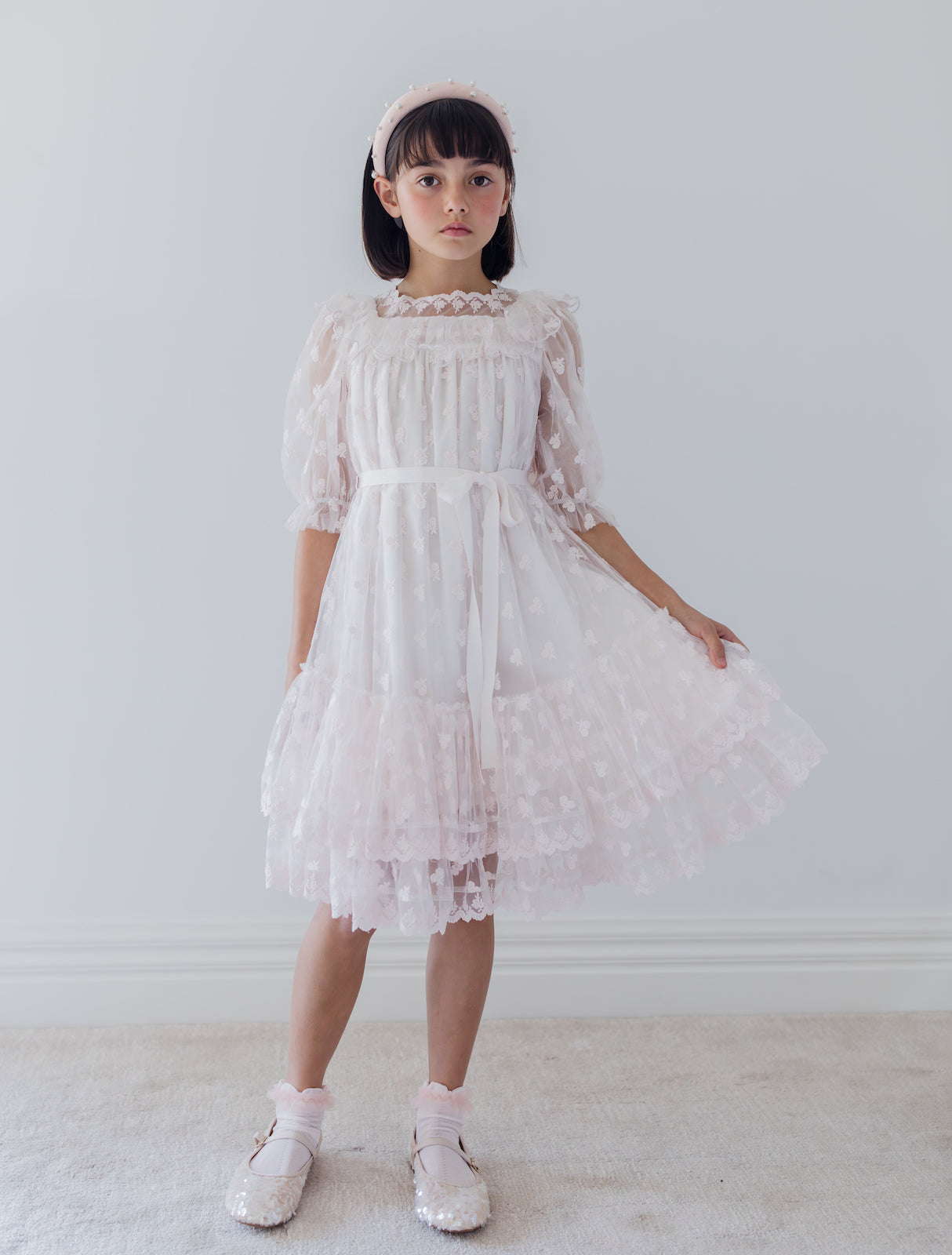 Embroidered Bud Tulle Dress