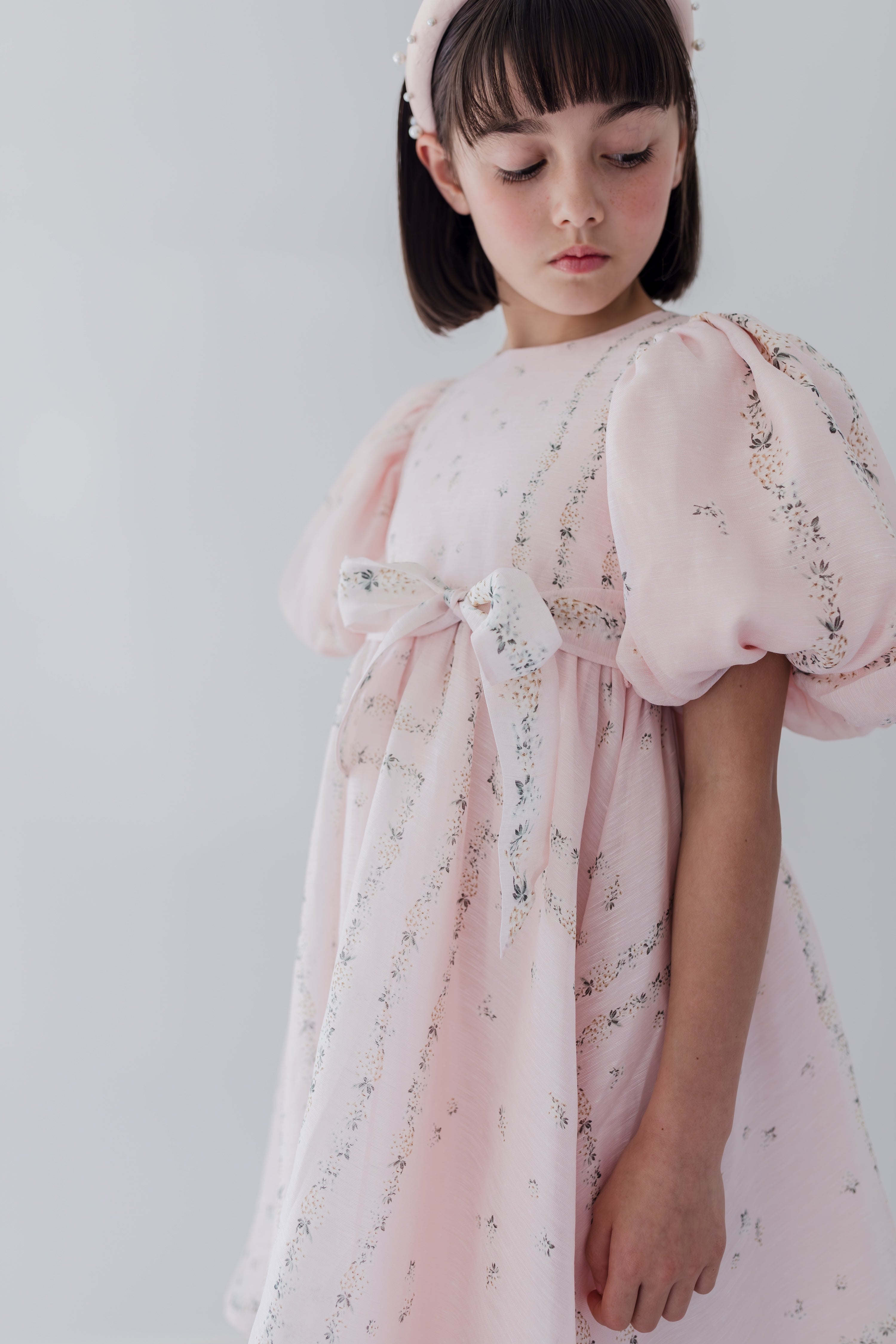 Delicate Border Print Silk Linen Dress