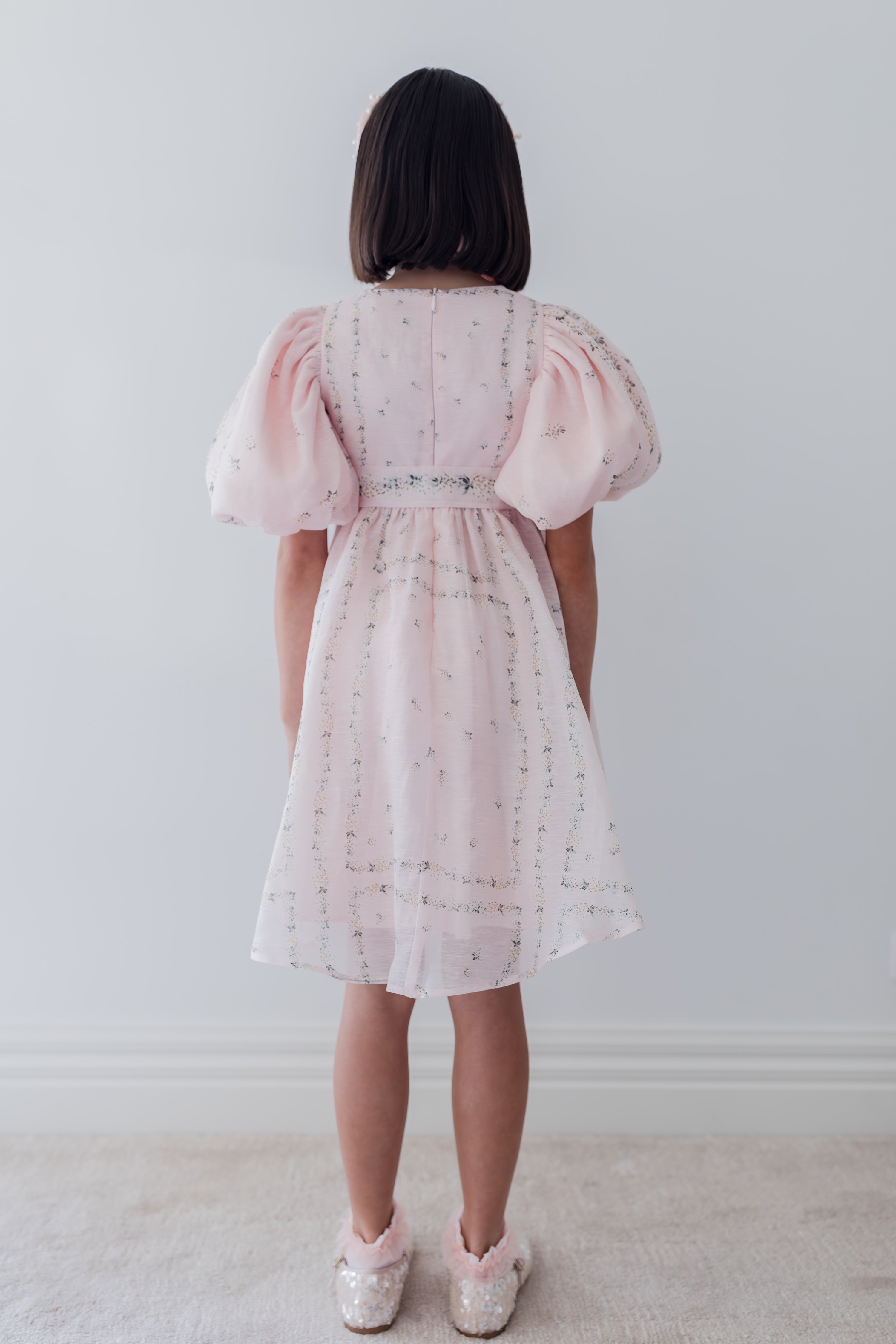 Delicate Border Print Silk Linen Dress