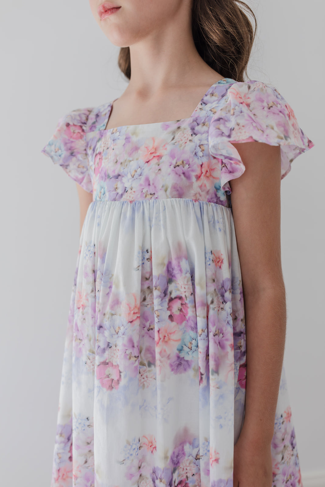 Lilac Floral Border Print Dress