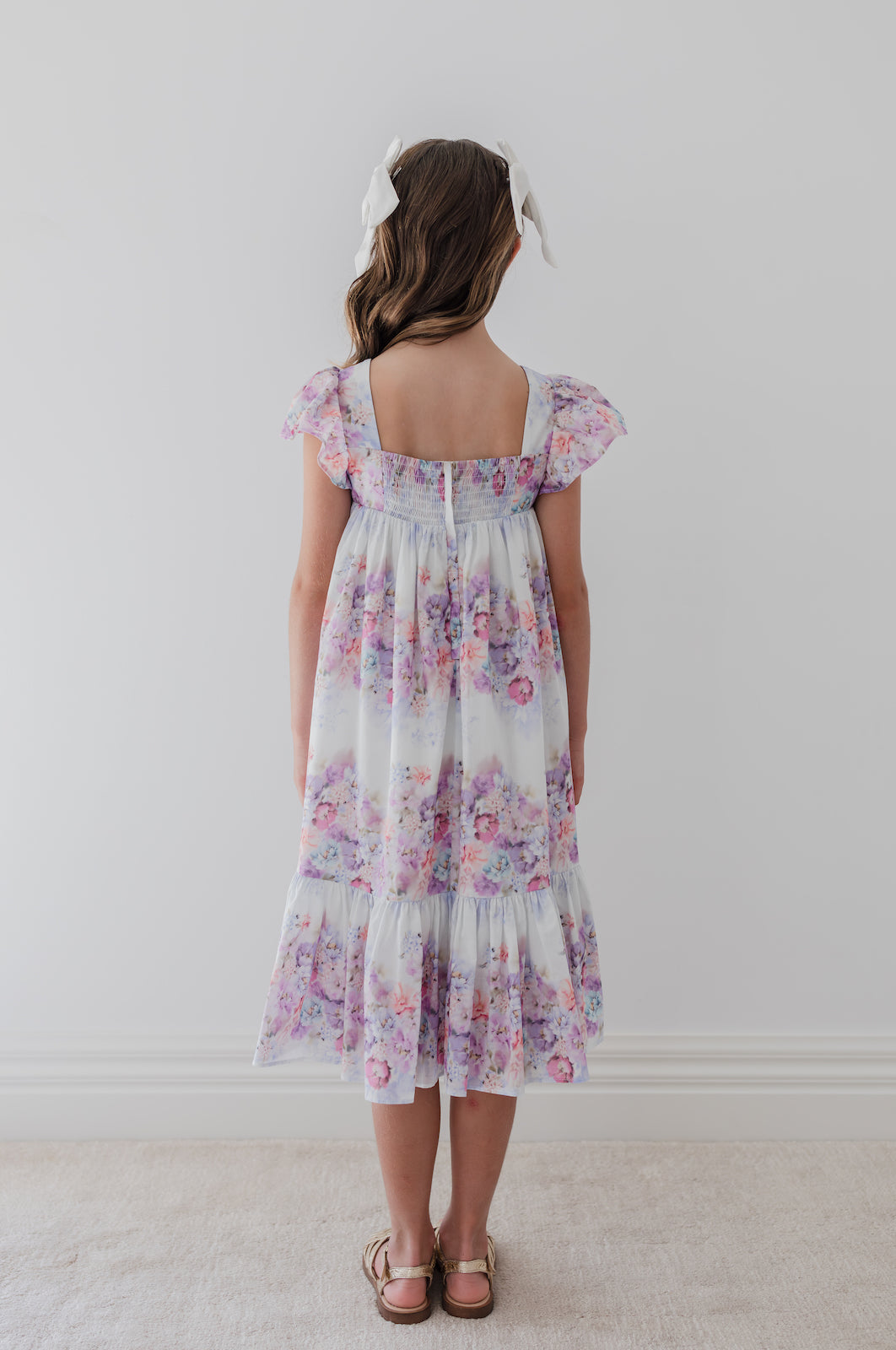 Lilac Floral Border Print Dress