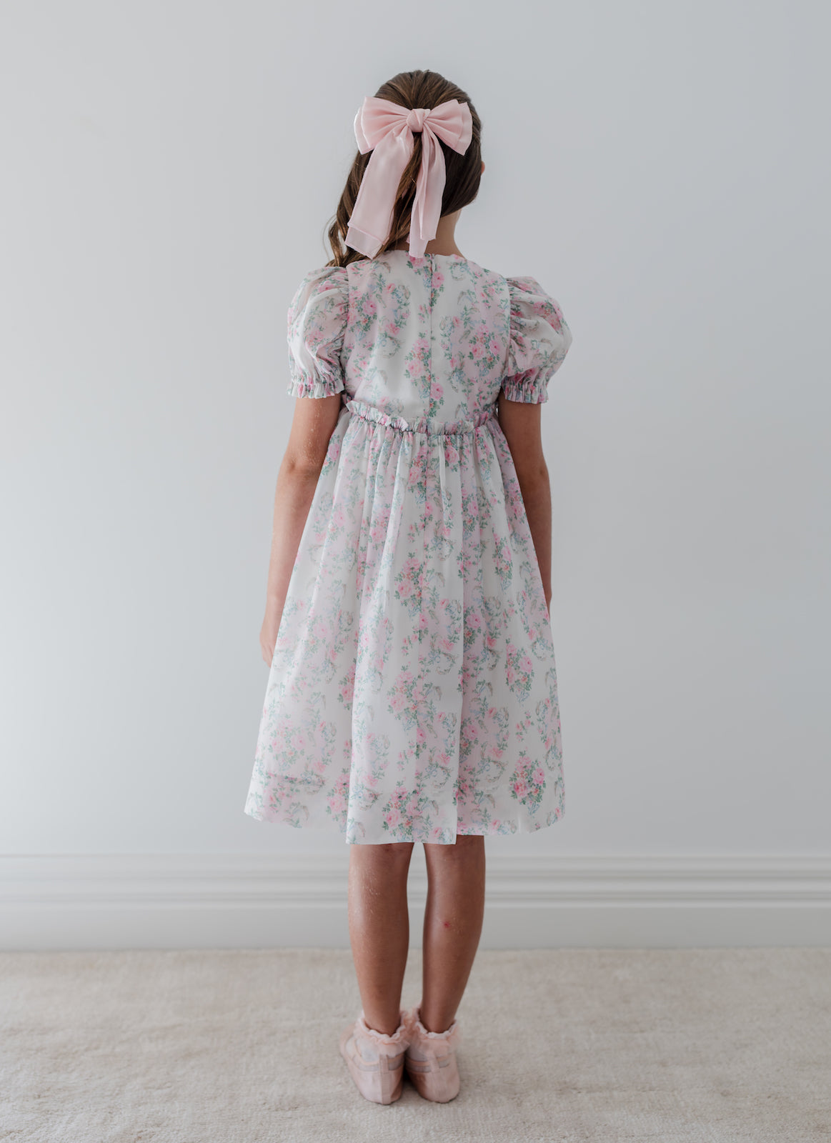 Short Sleeve Vintage Wallpaper Organza Dress