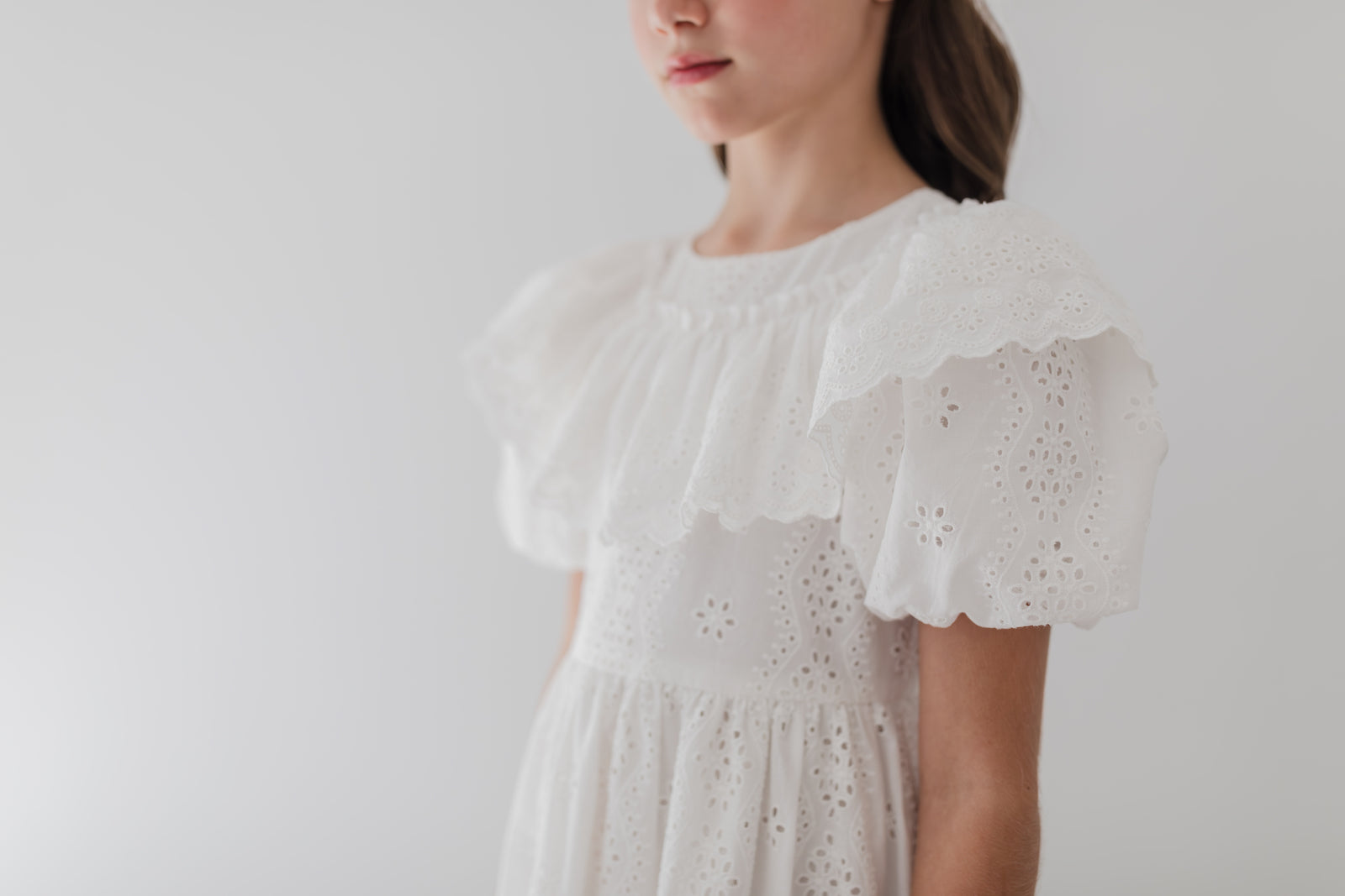 White Broderie Ruffle Dress