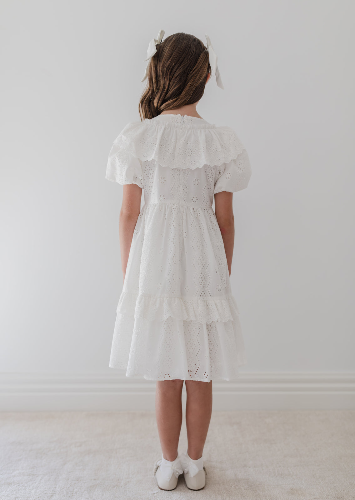 White Broderie Ruffle Dress
