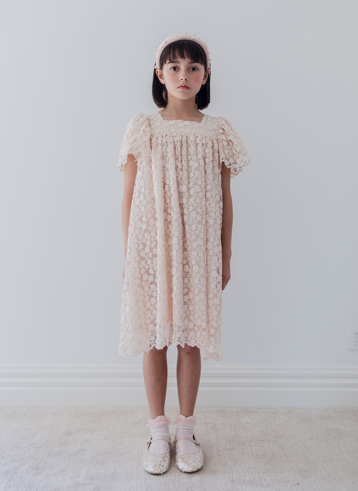 Embroidered Organza Babydoll Dress