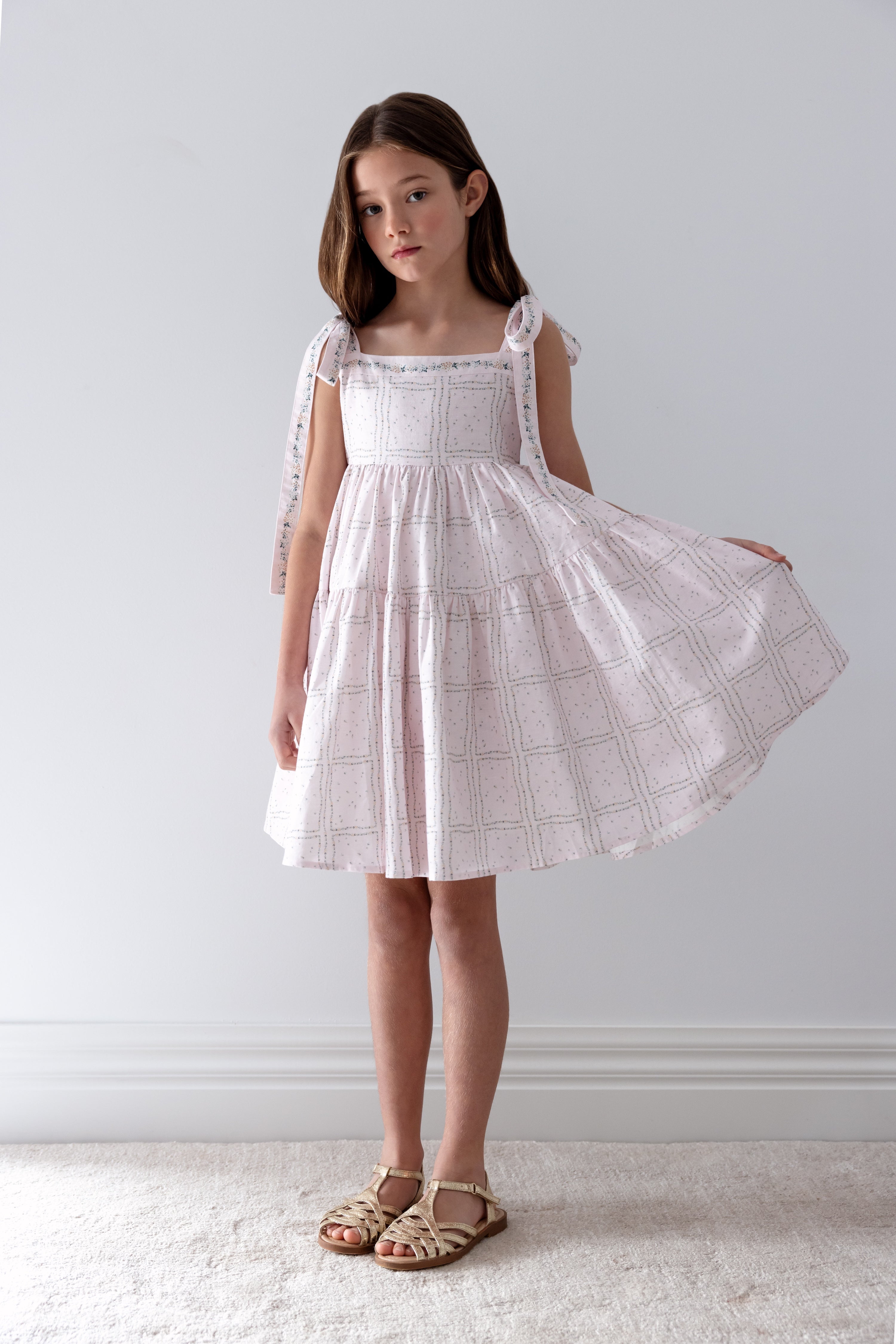 Delicate Border Printed Linen Cotton Dress