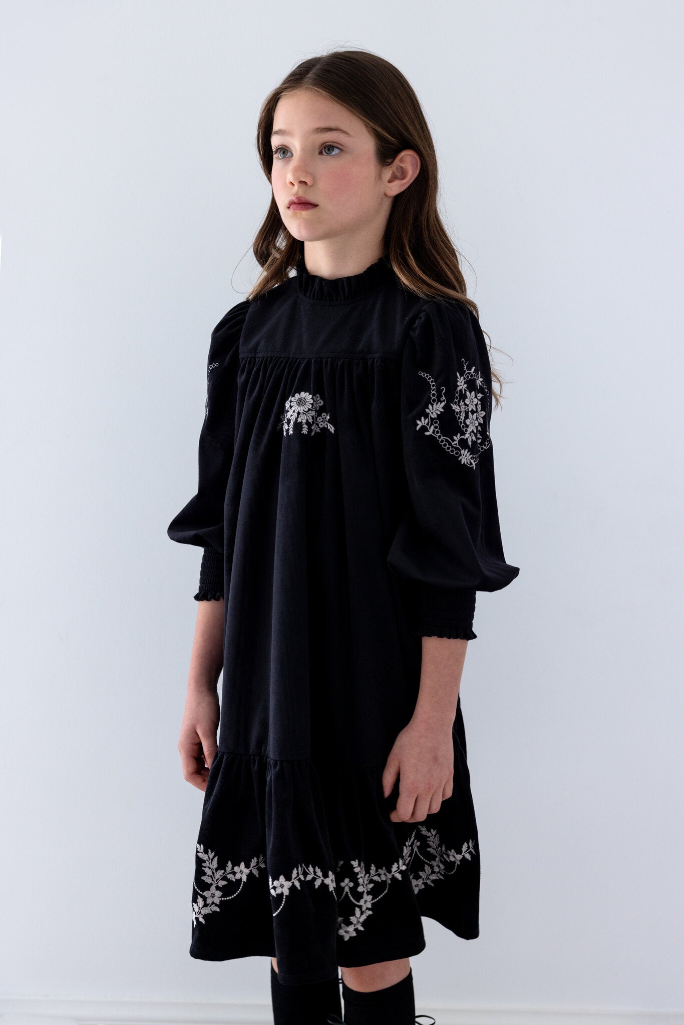 Black/White Embroidered Cord Dress