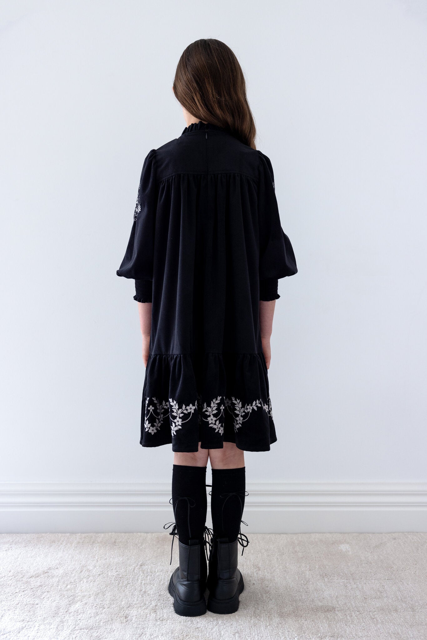 Black/White Embroidered Cord Dress