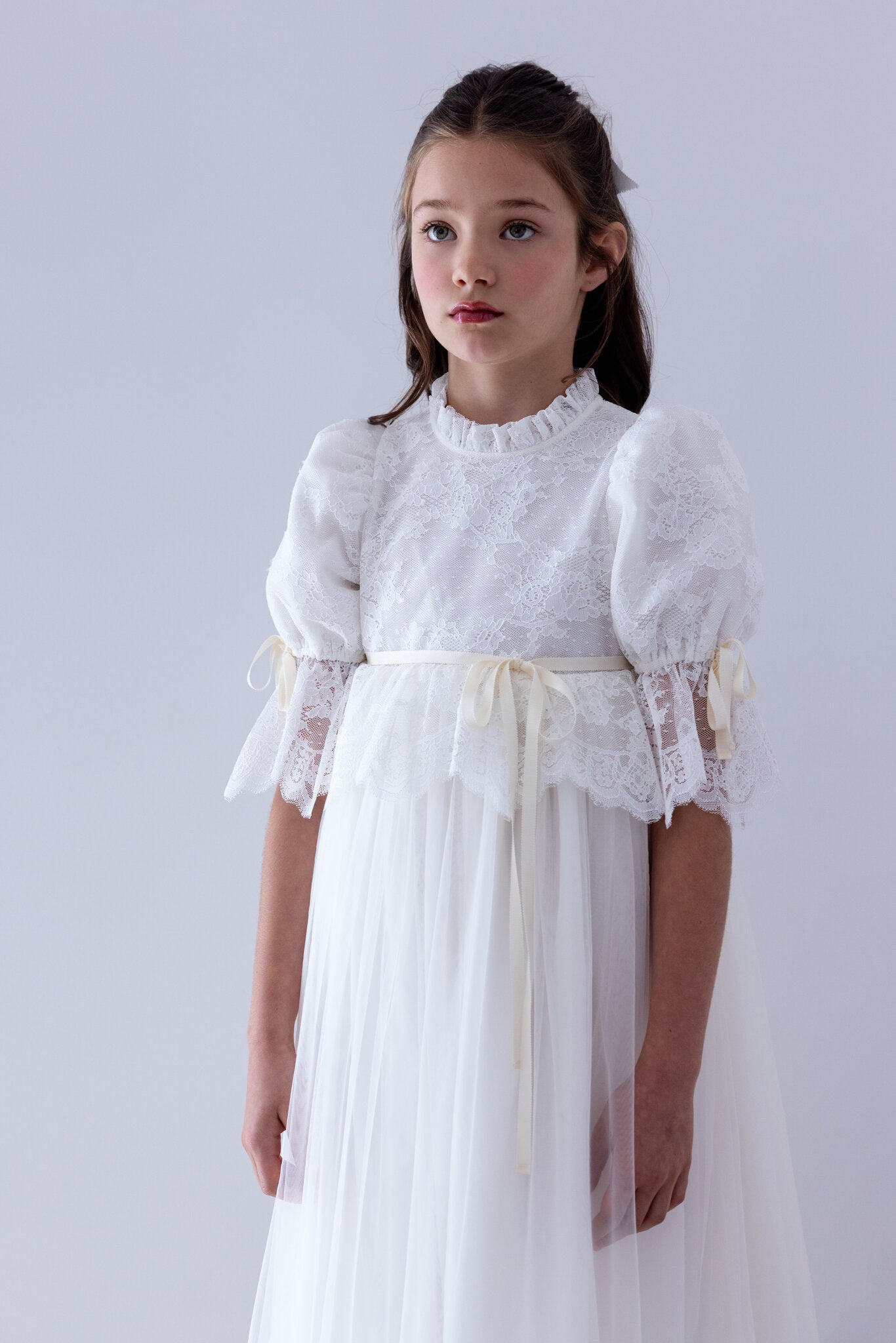 Lace Peplum Tulle Gown