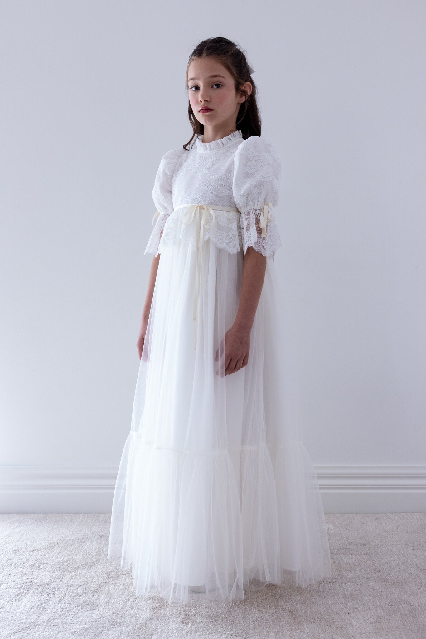 Lace Peplum Tulle Gown