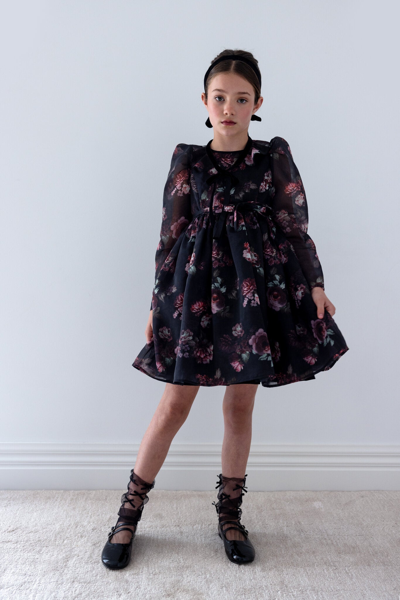 Black Floral Organza Dress
