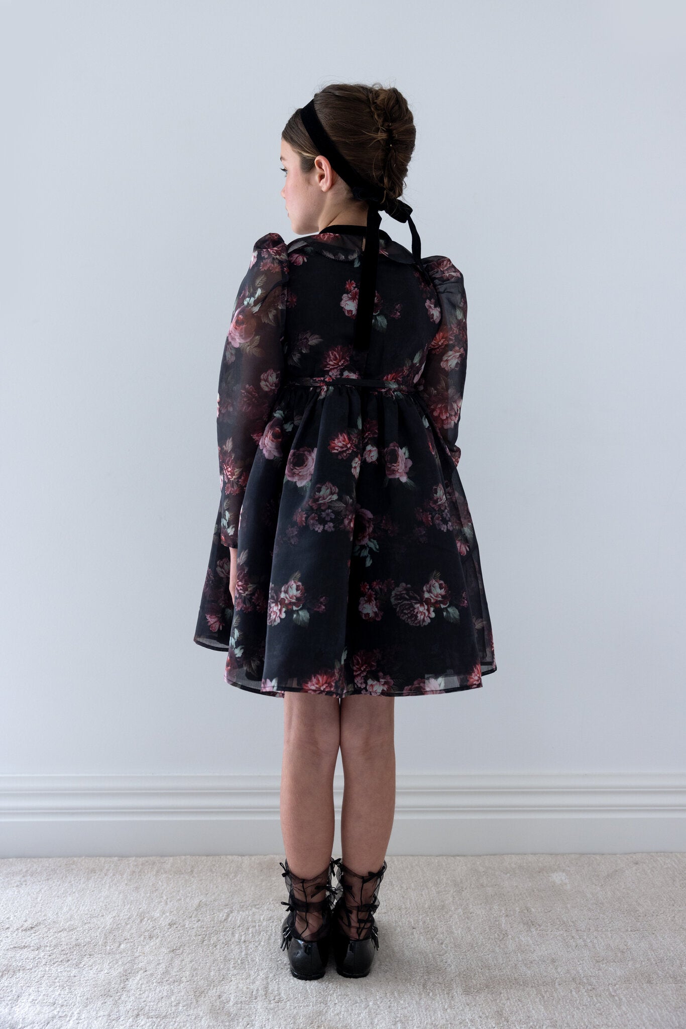 Black Floral Organza Dress