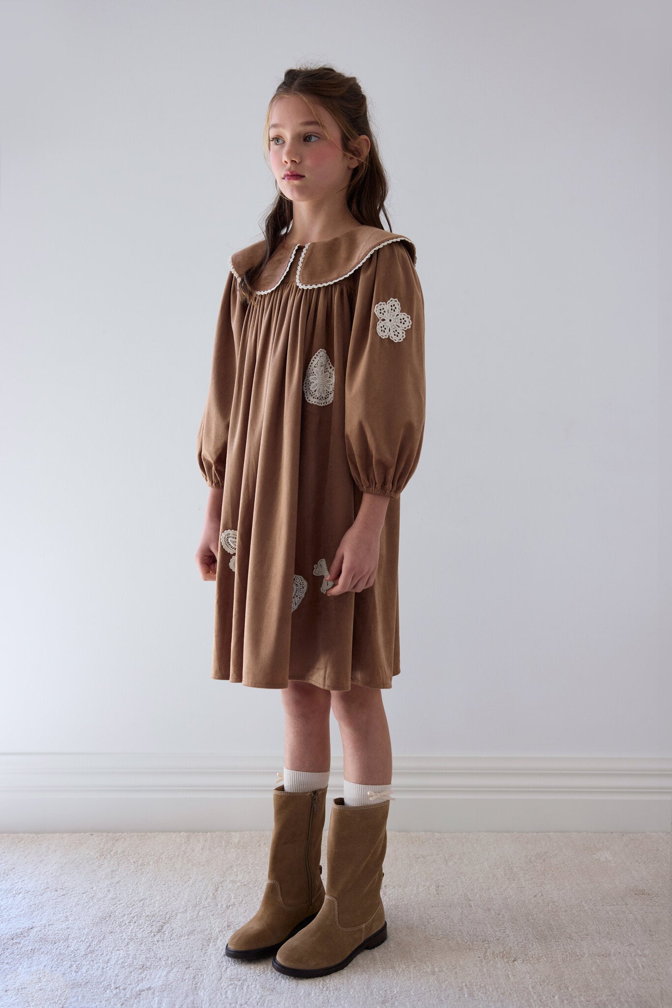 Scattered Applique Cord Dress (1501B)