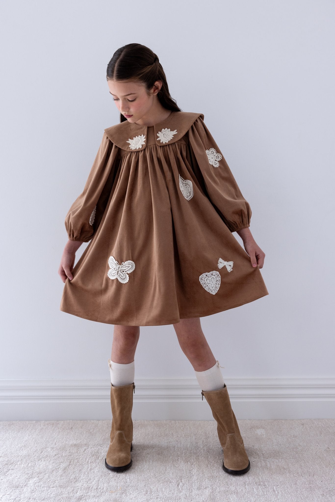 Scattered Applique Cord Dress