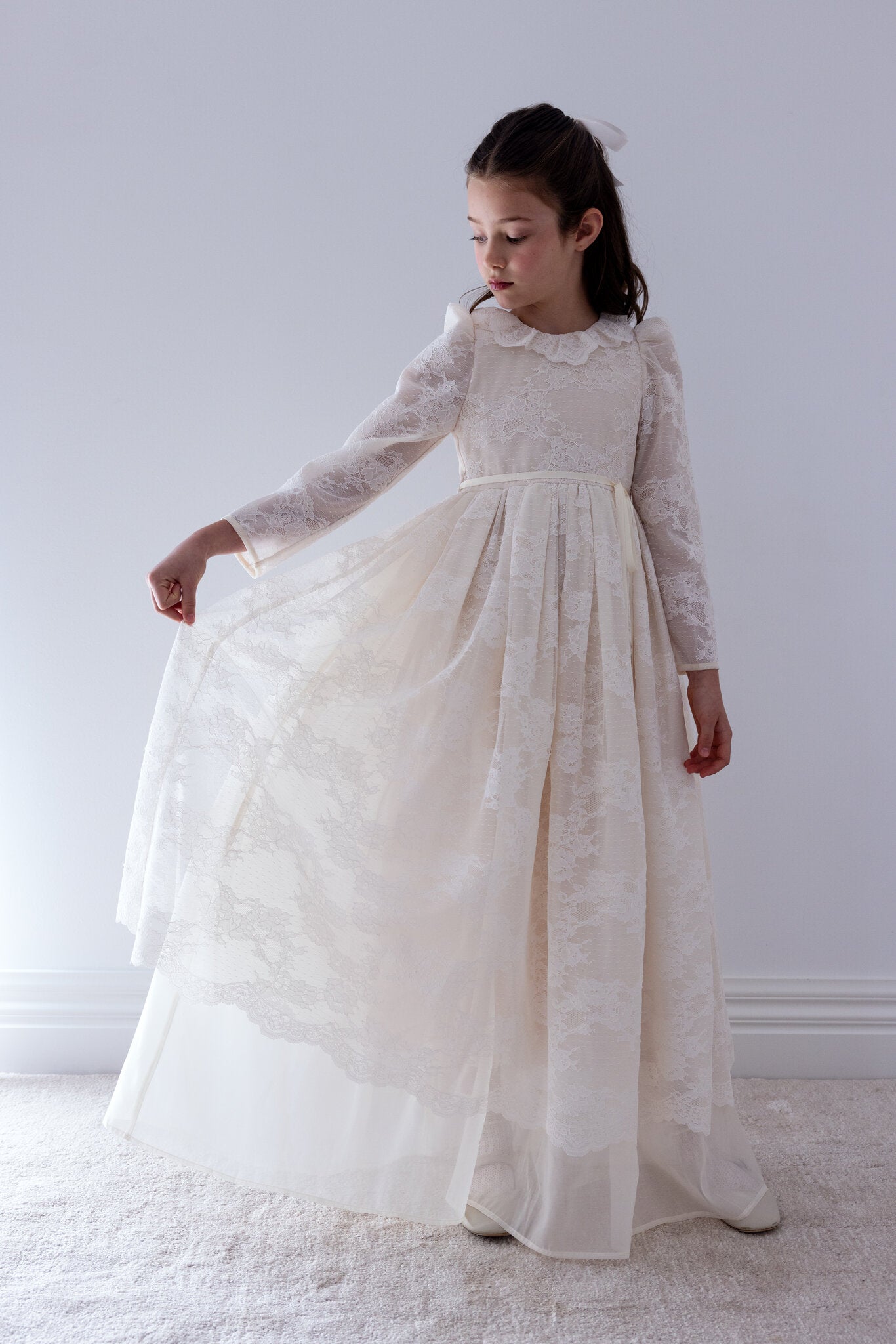 Lace Overlay Organza Gown