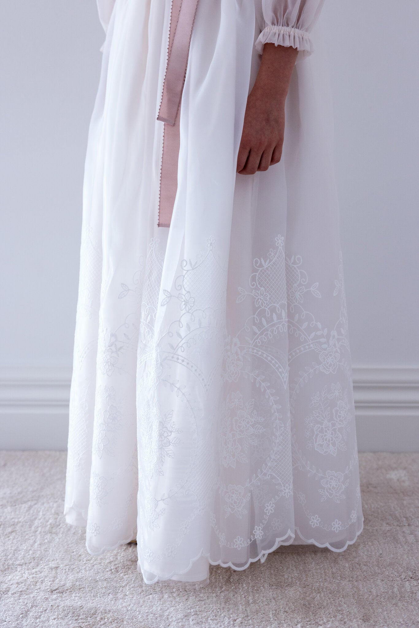 Embroidered Cameo Organza Gown