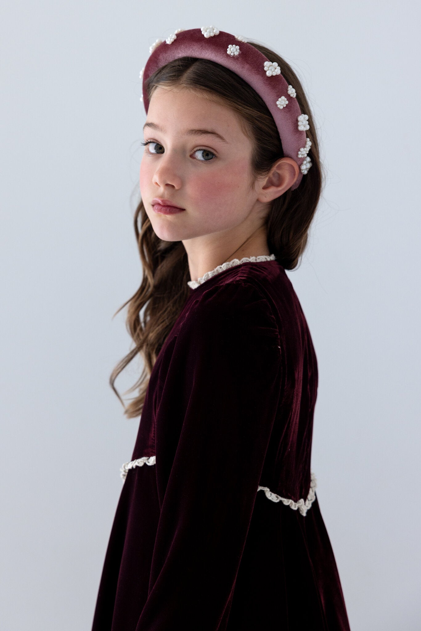 Peep Lace Hem Velvet Dress