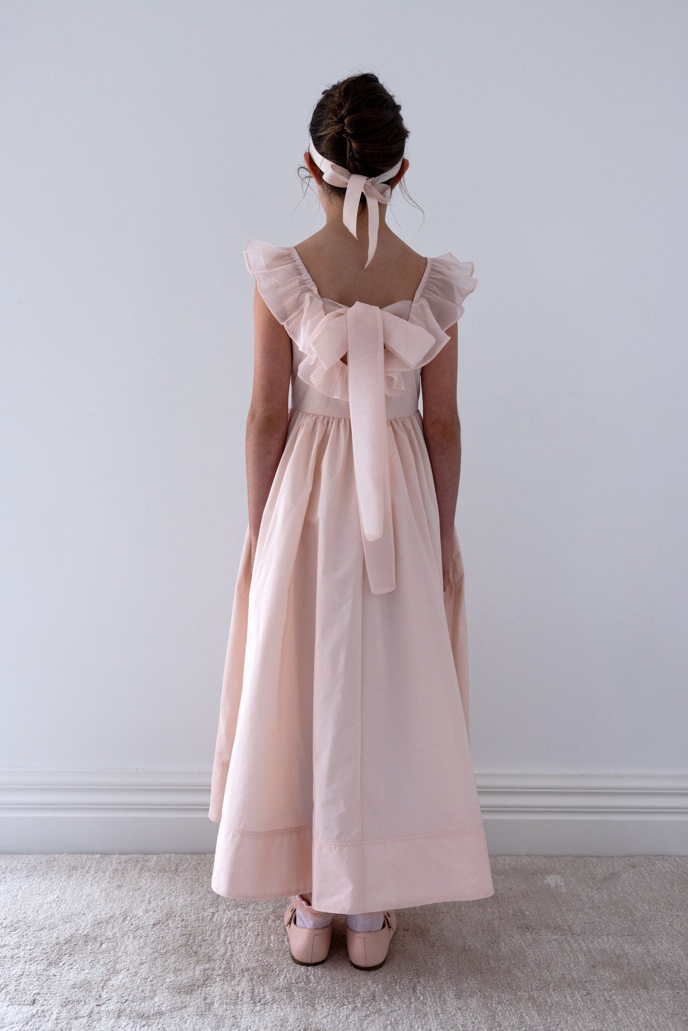Organza Ruffle Neck Taffeta Dress