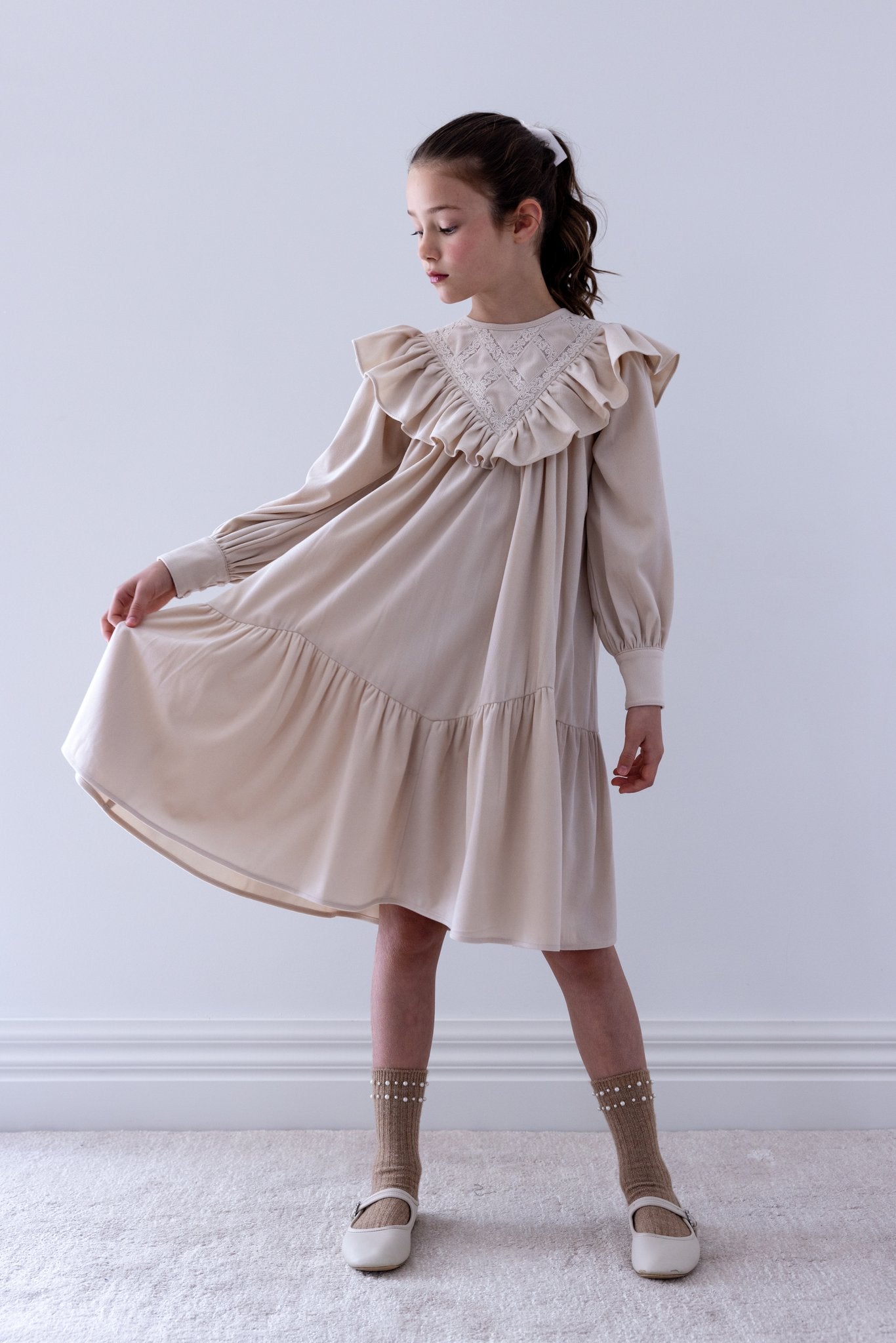 Criss Cross Cord Dress - Winter Snow