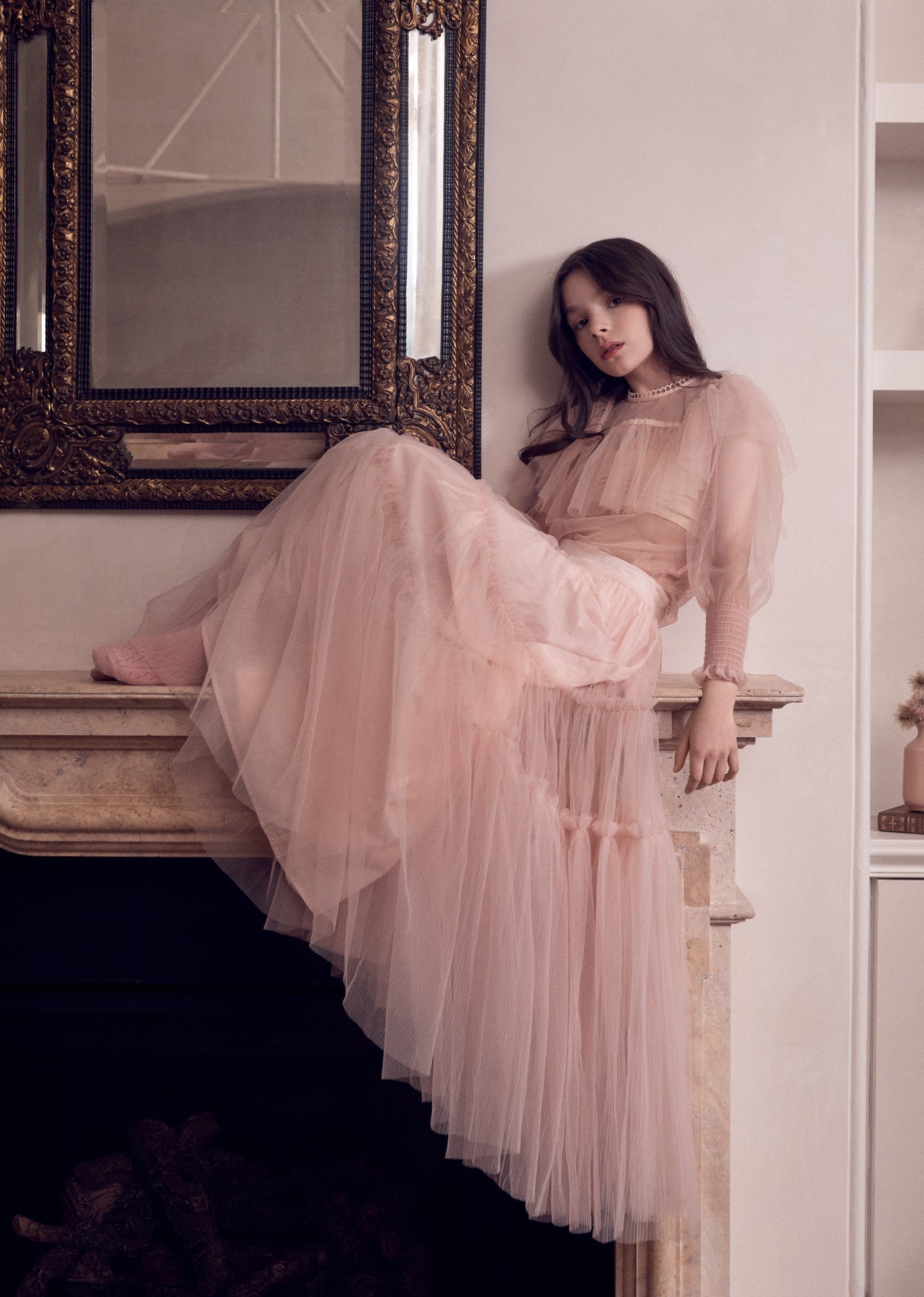 Pleated Tulle Blouse