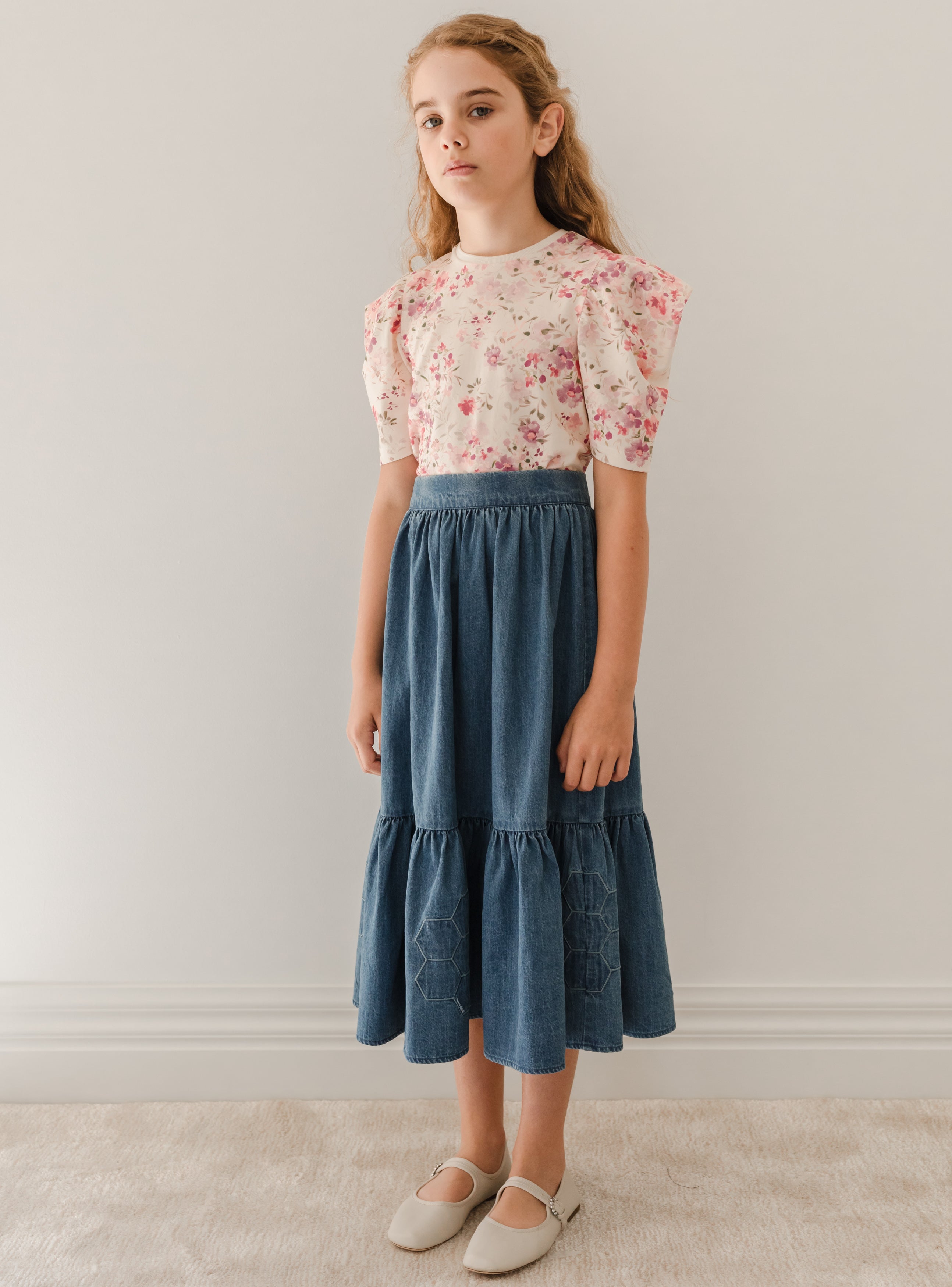 Patchwork Chambray Skirt