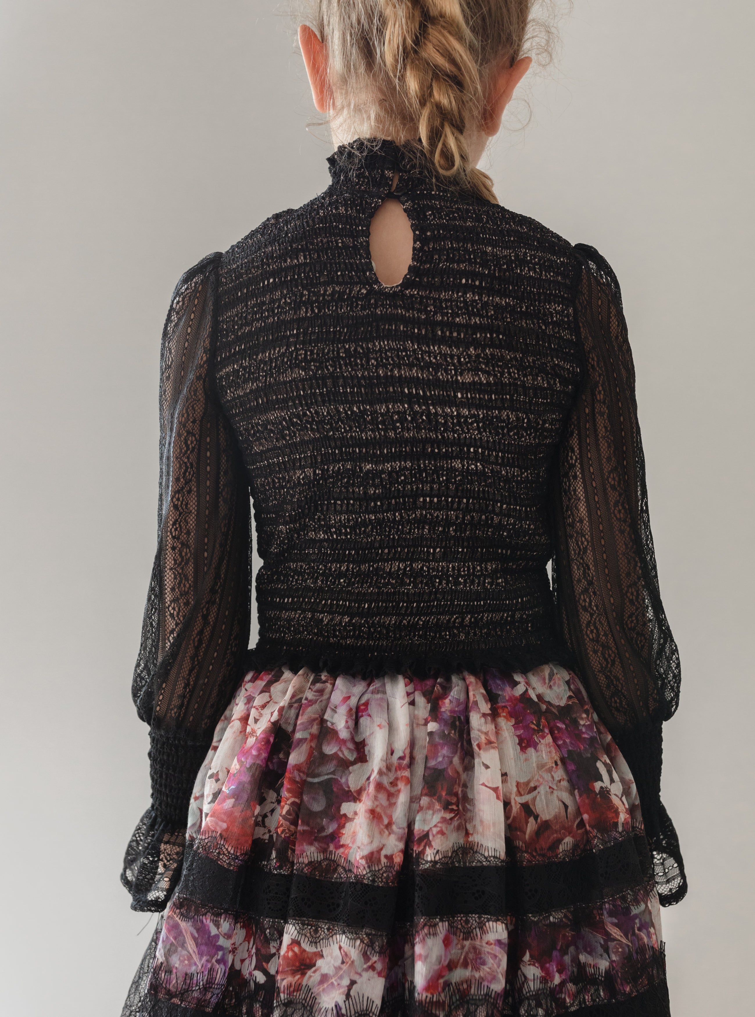 Lace Mesh Shirred Top
