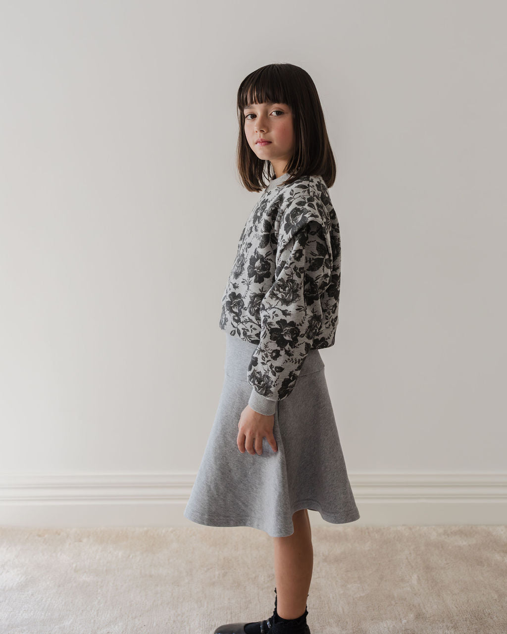 Black Rose Printed Sweat Top