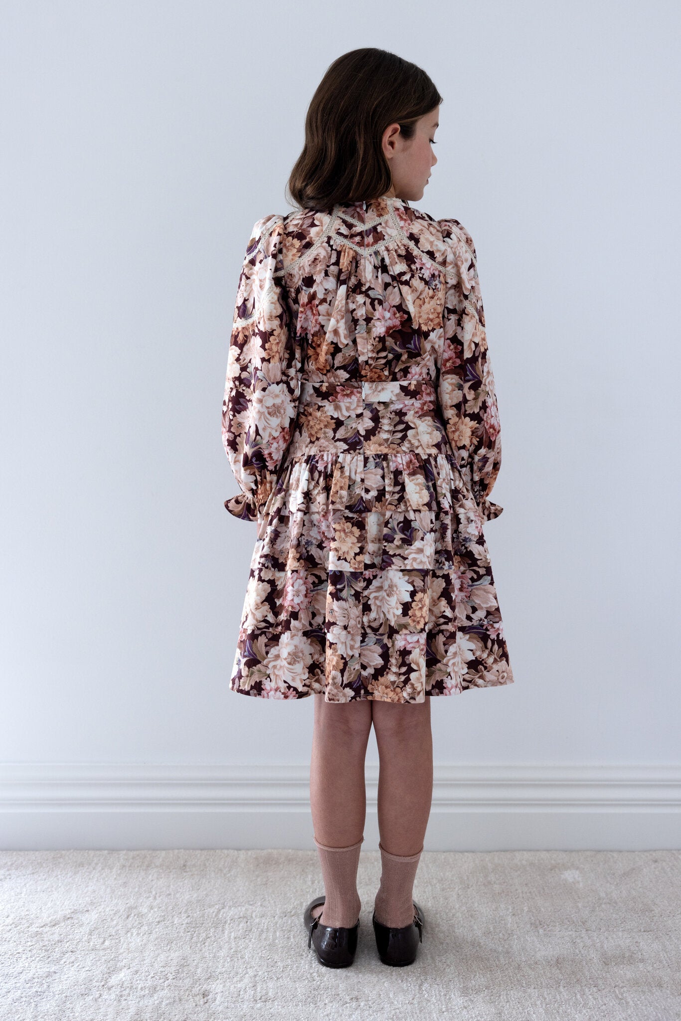 Winter Bloom Print Cord Skirt