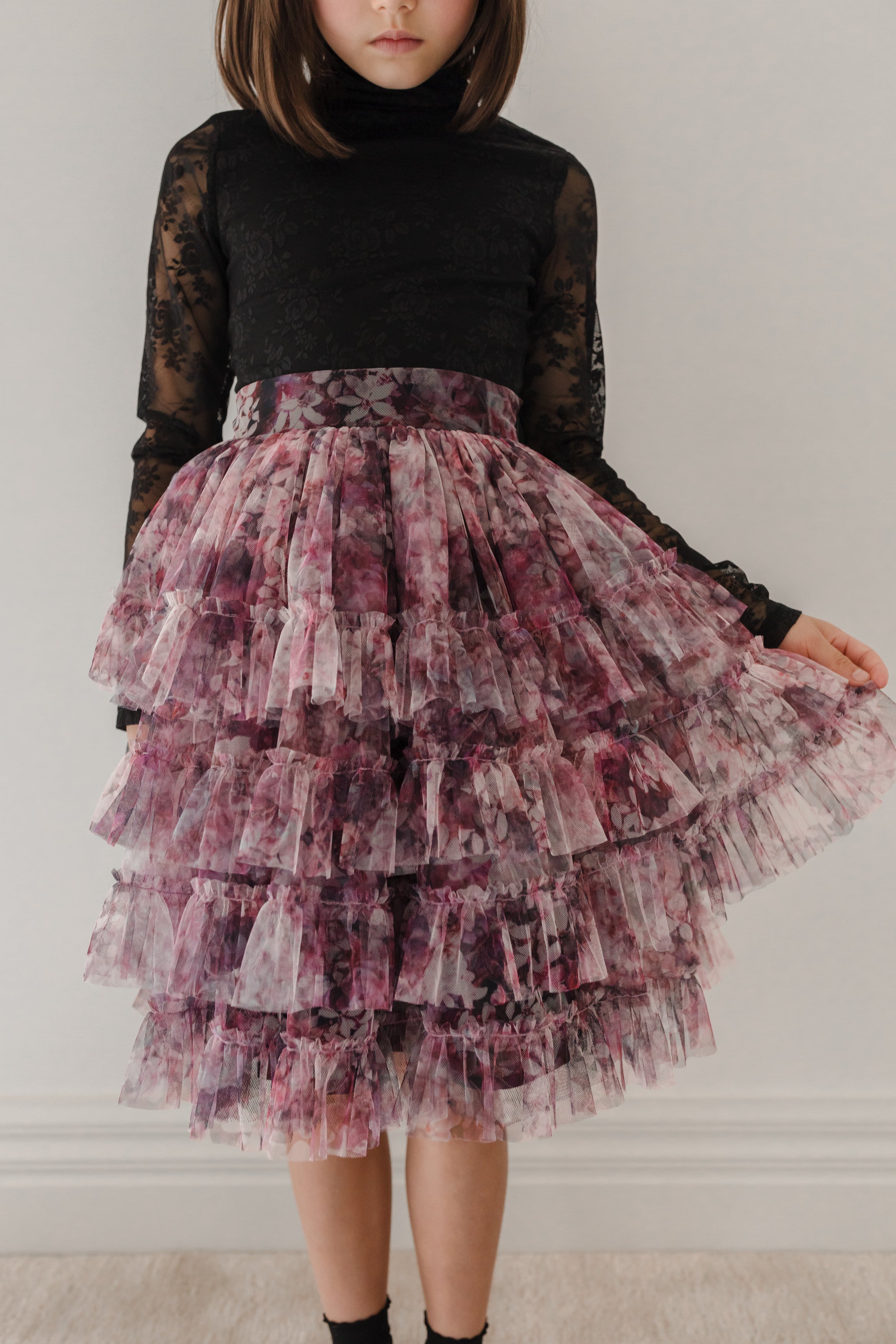 Hydreangea Printed Mesh Skirt
