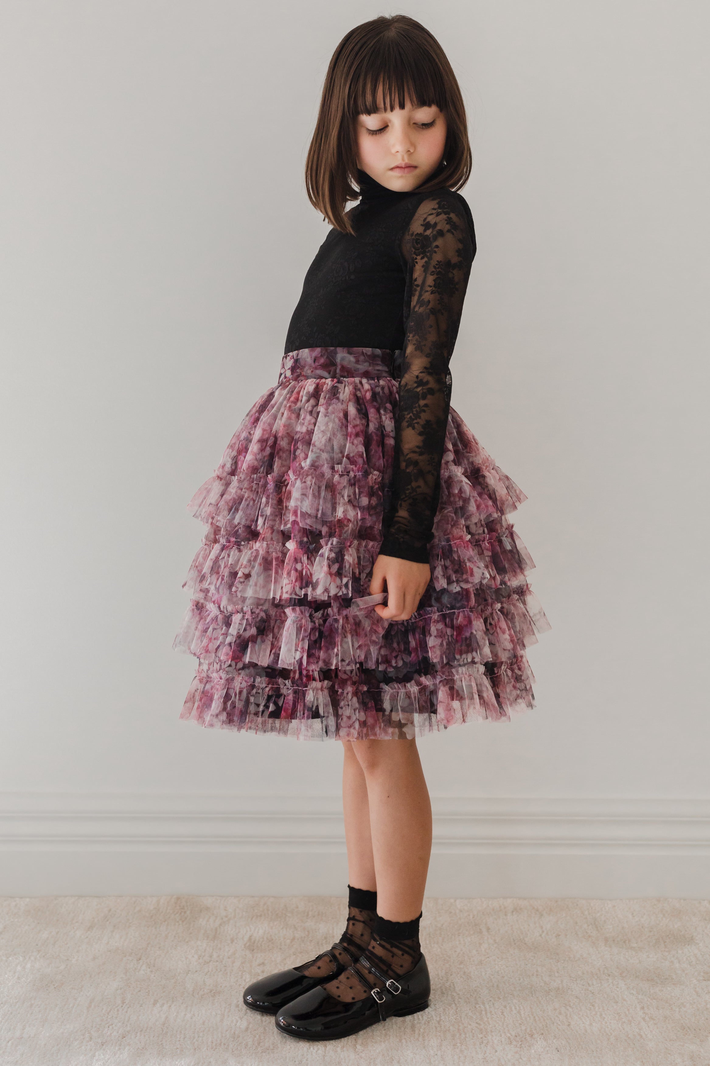 Hydreangea Printed Mesh Skirt