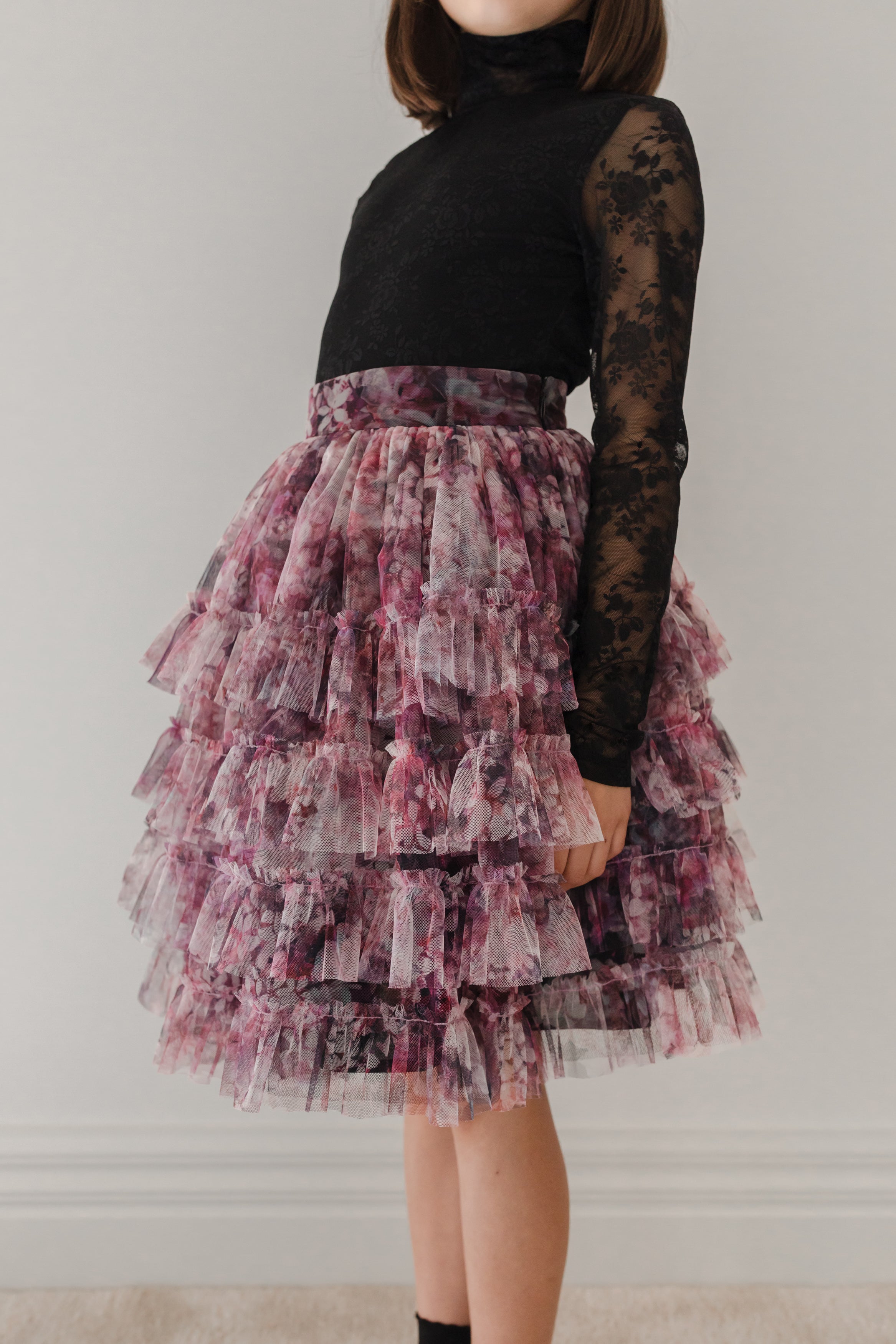 Hydreangea Printed Mesh Skirt