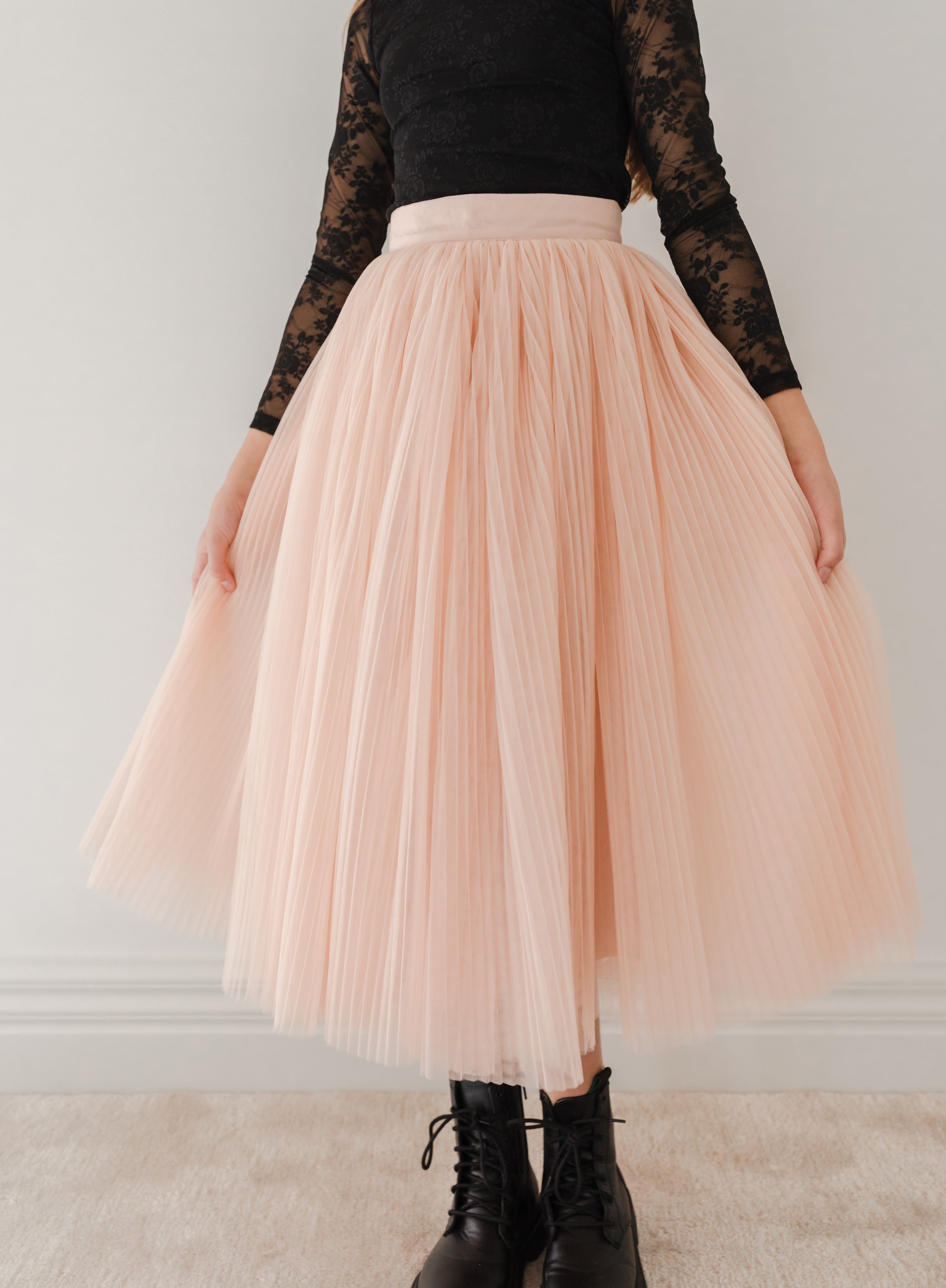 Pleated Tulle Full Skirt