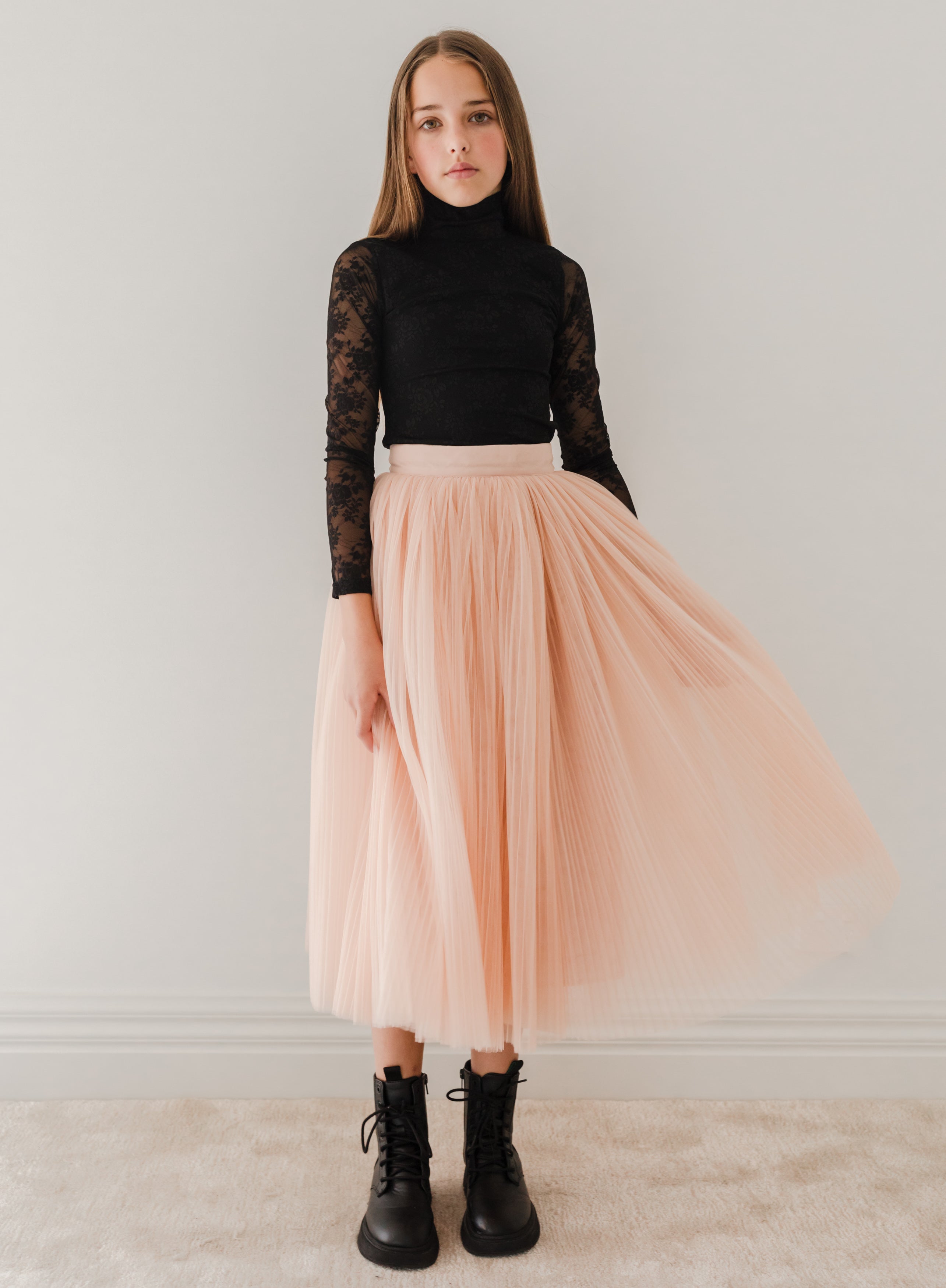 Pleated Tulle Full Skirt
