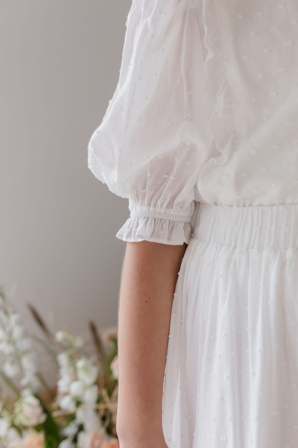 Ruffle Front Dobby Voile Blouse