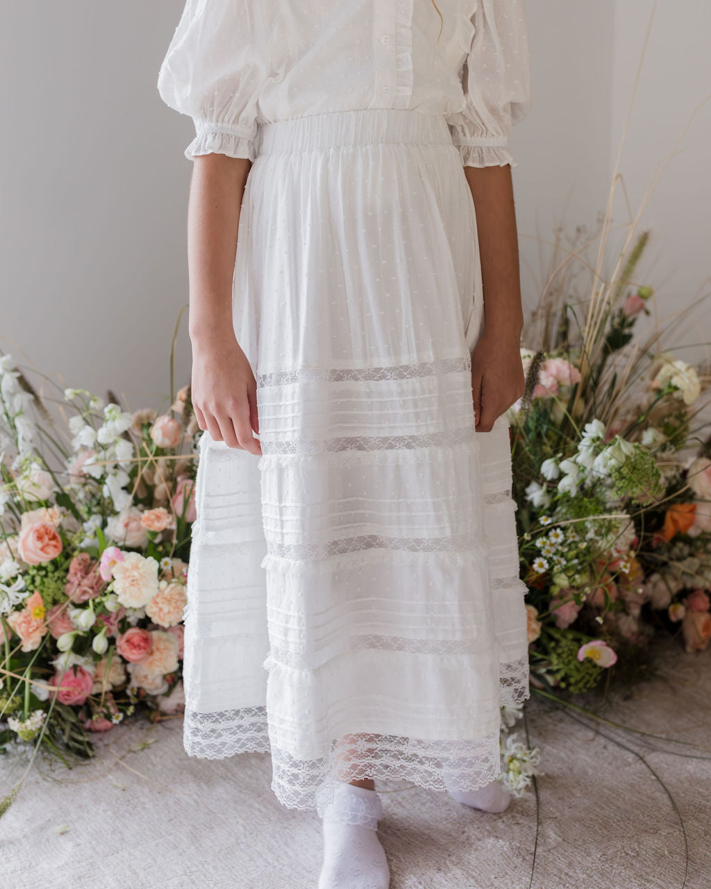Ruffle Front Dobby Voile Blouse