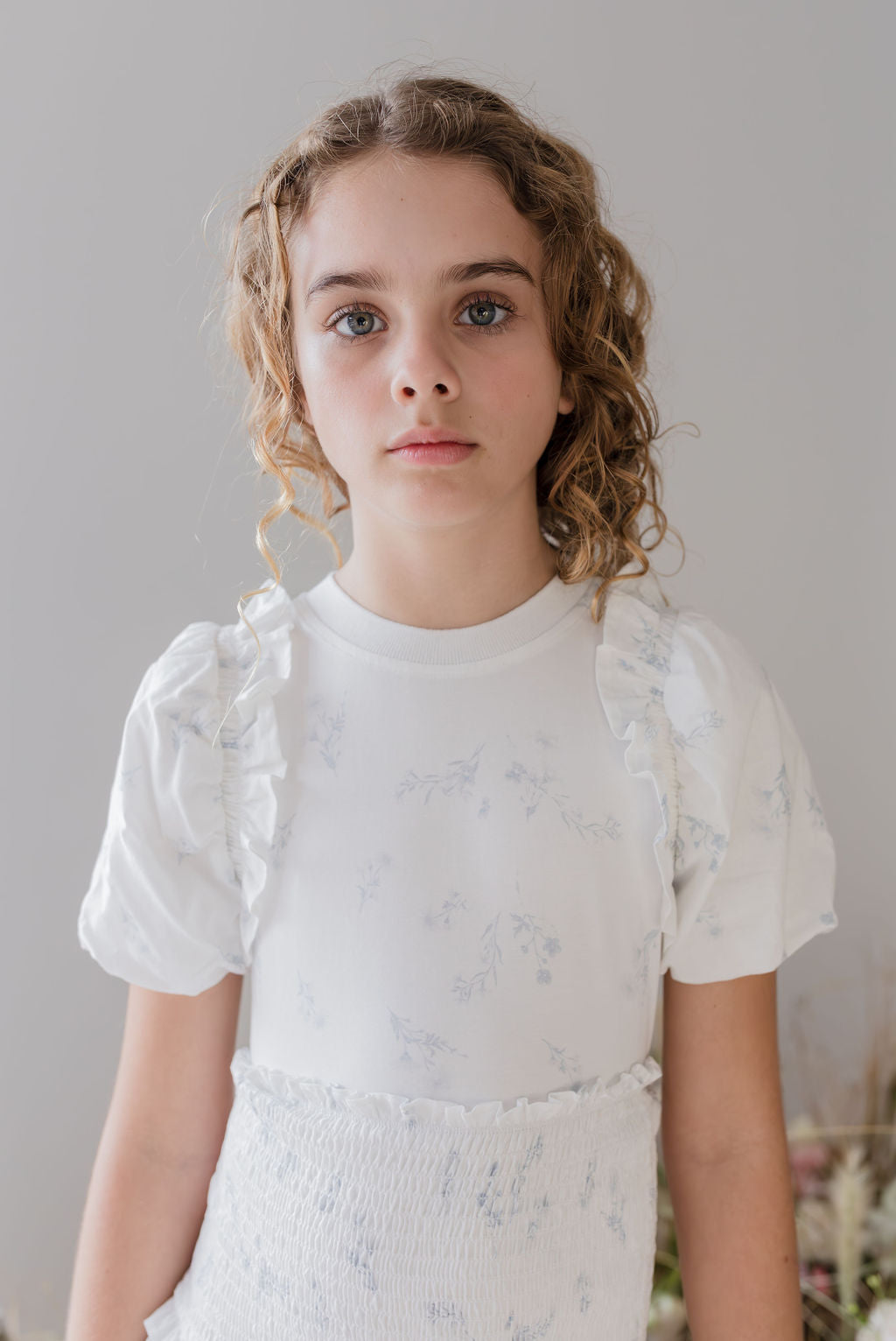 Shirred Waist Printed Voile Layer Skirt