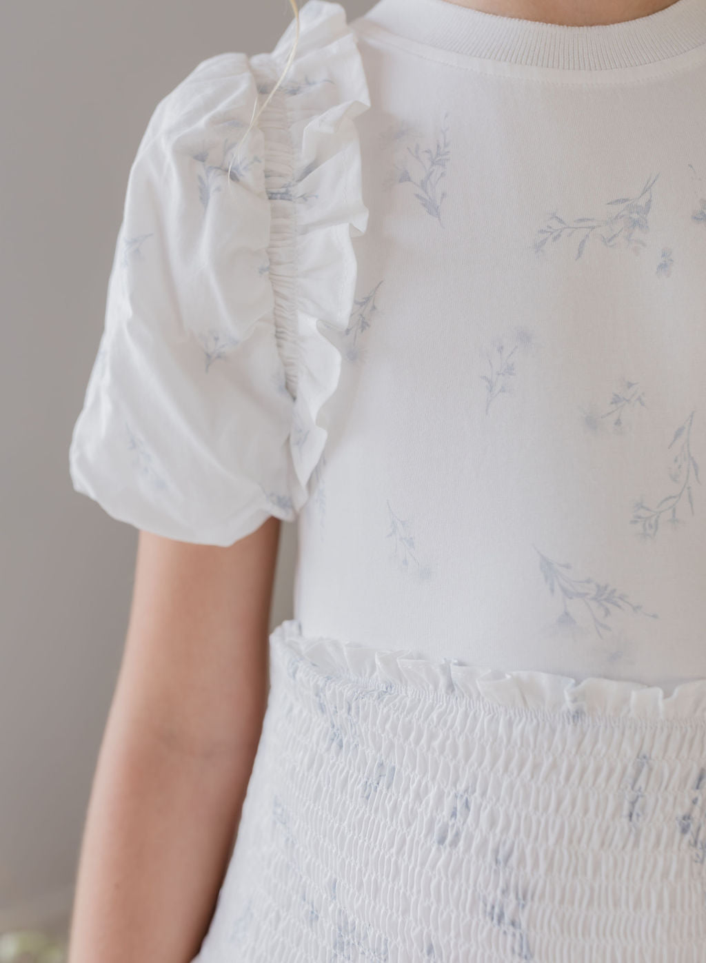 Shirred Waist Printed Voile Layer Skirt