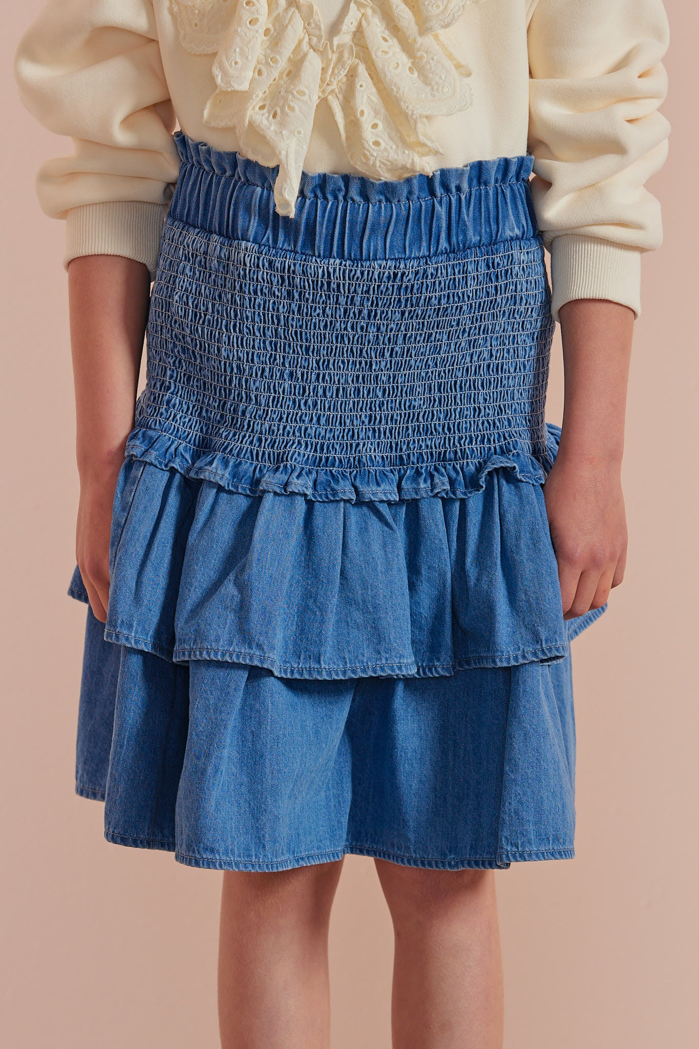 Chambray Tiered Skirt