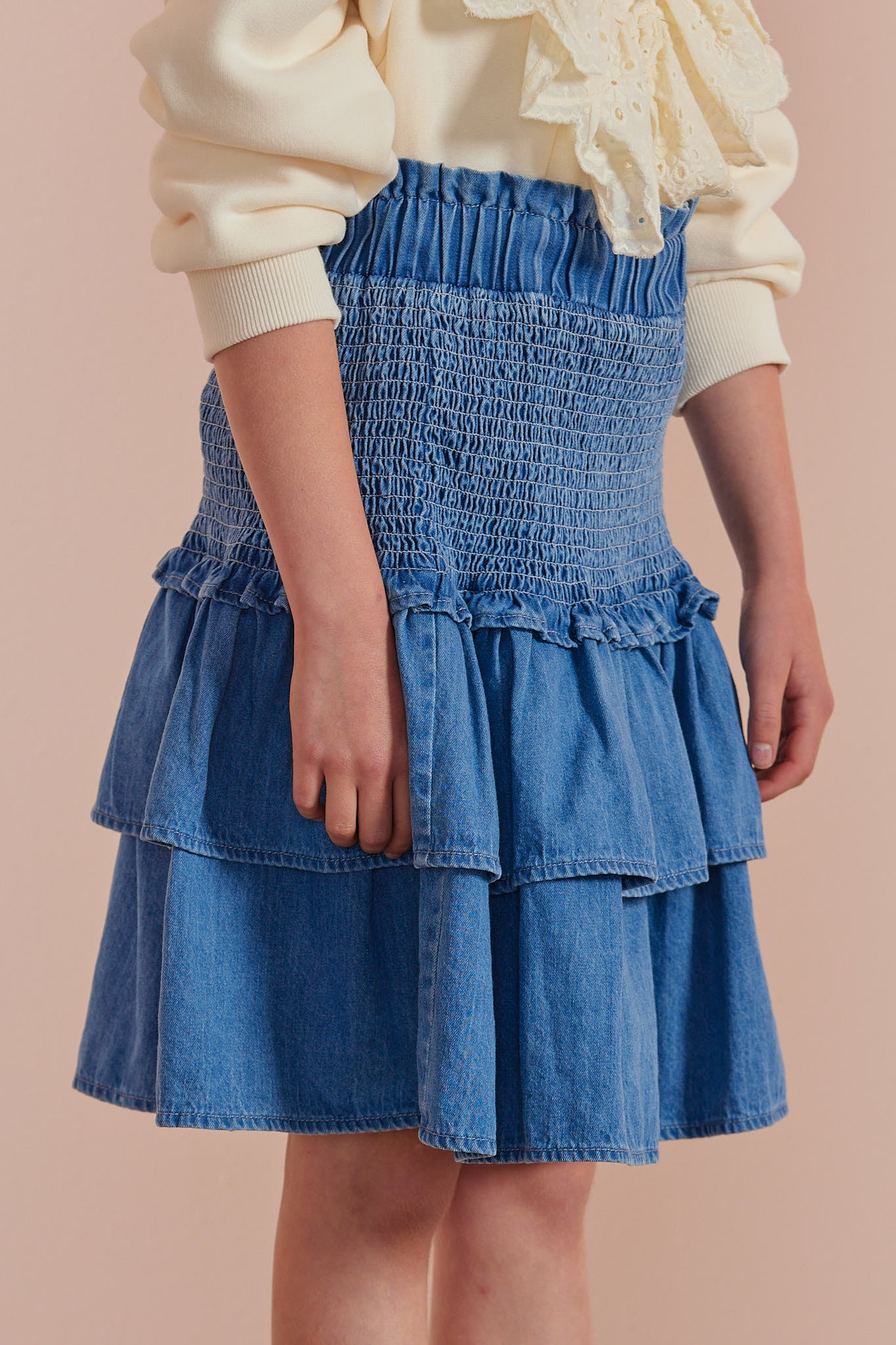 Chambray Tiered Skirt