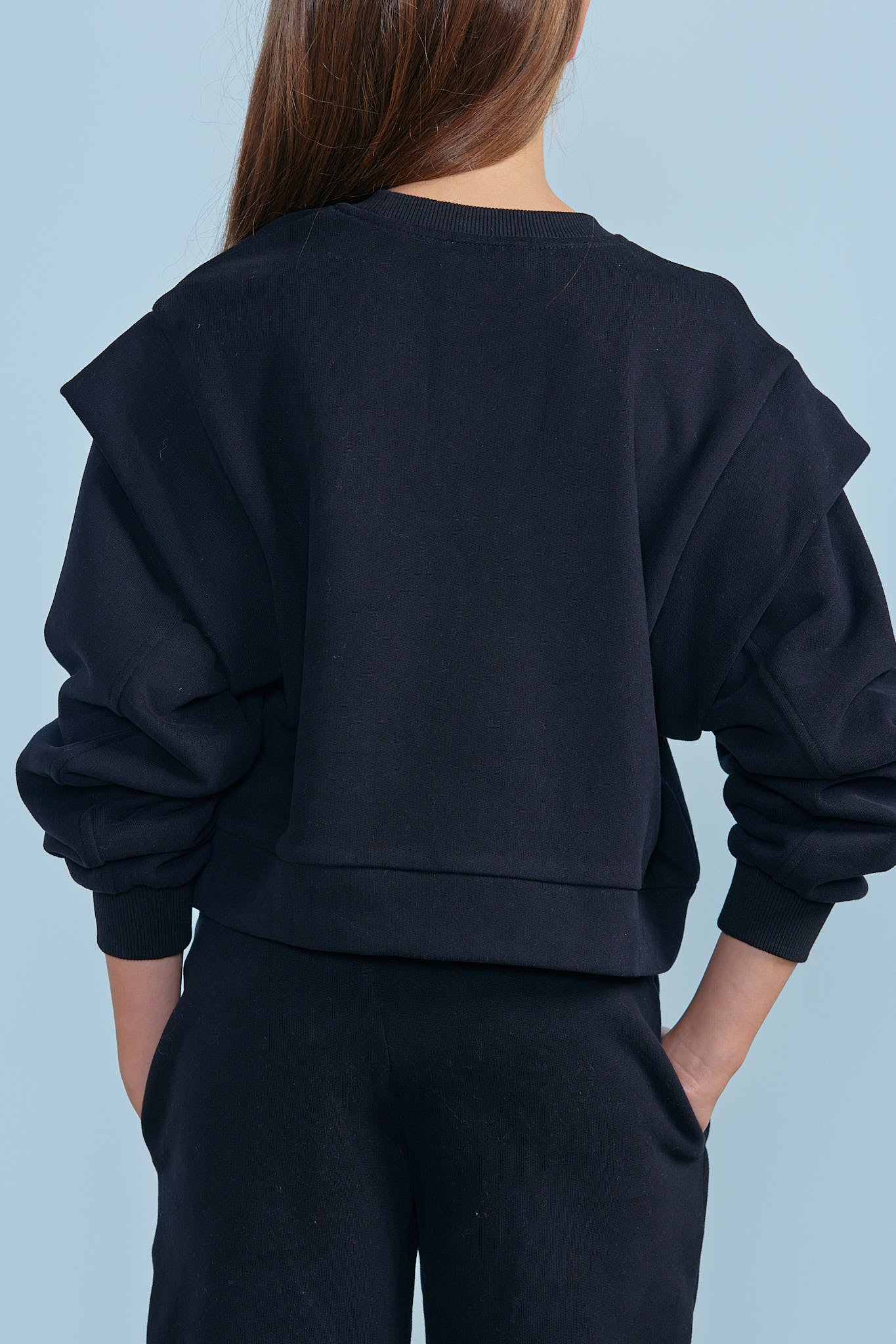 Extended Sleeve Sweat Top - Black