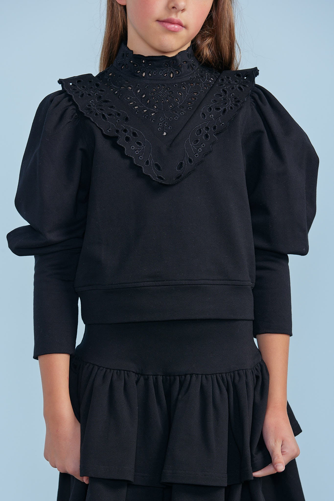 Cut Out Embroidered Sweat Top